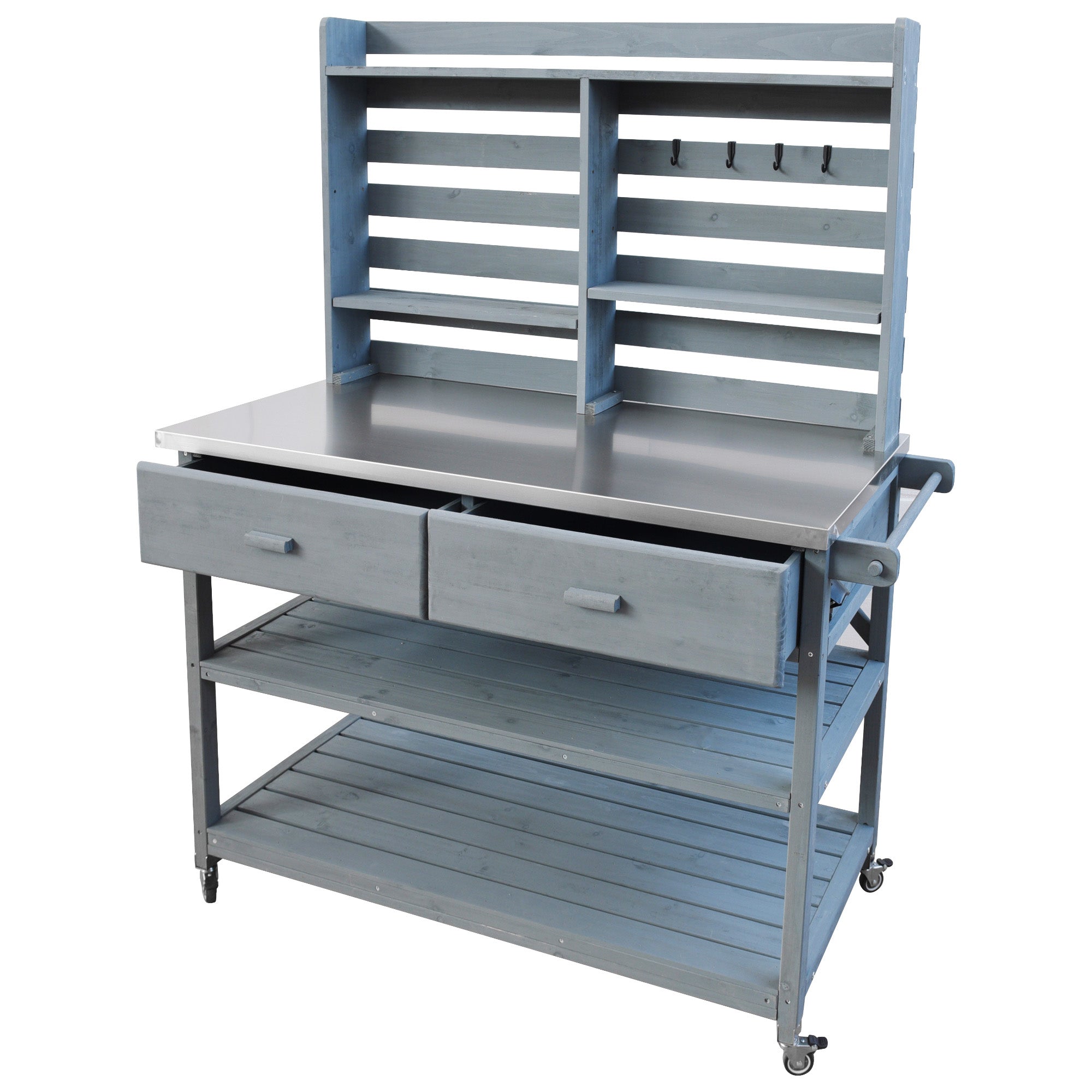 [variant:N853P386121G] Rolling Outdoor Potting Bench with Stainless Steel Top image 40