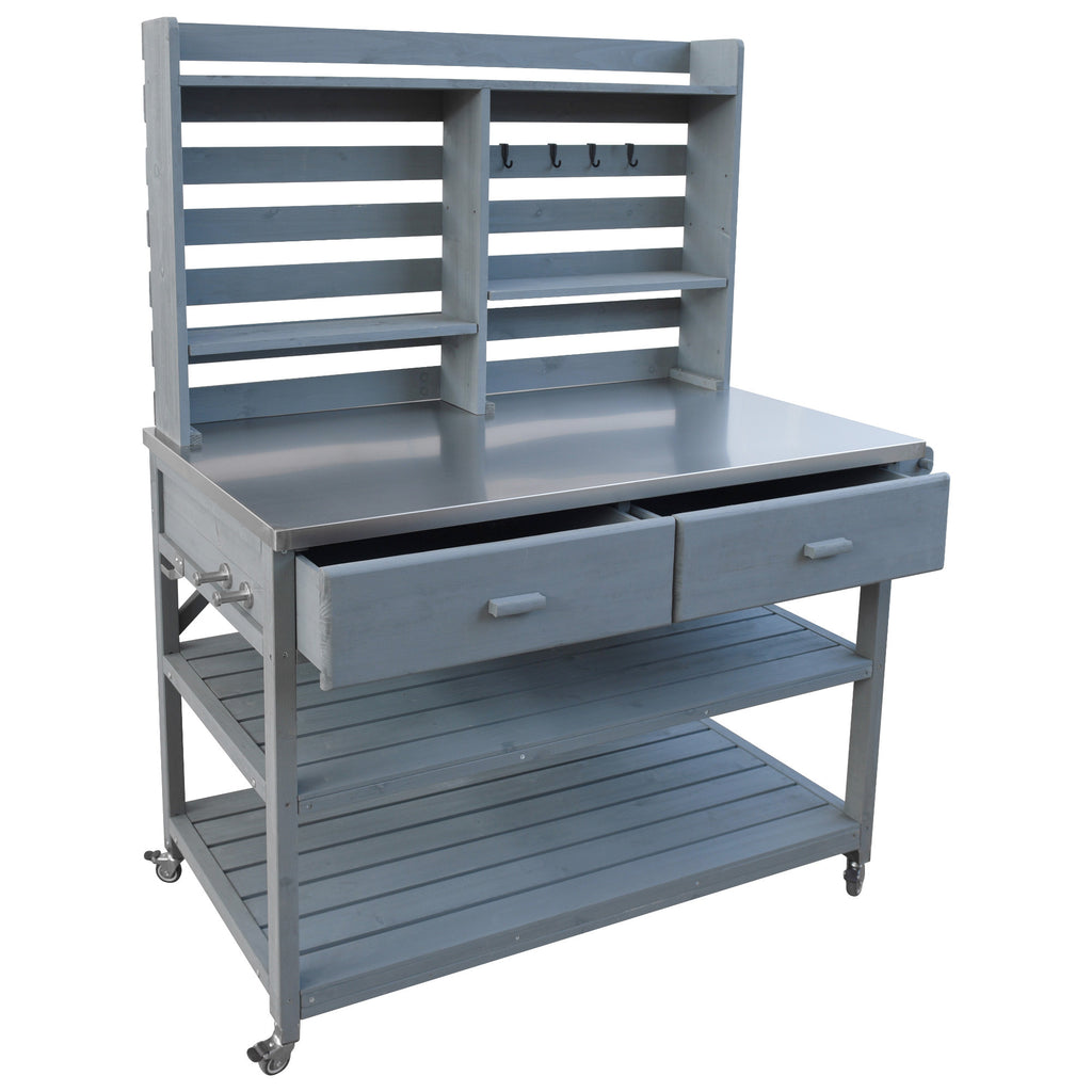[variant:N853P386121G] Rolling Outdoor Potting Bench with Stainless Steel Top image 39