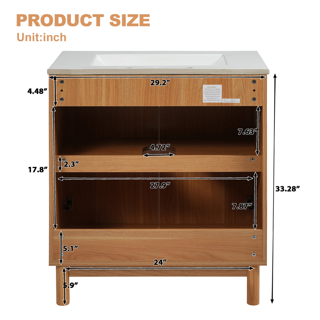 [variant:N729P339777O] Traditional Bathroom Vanity with Ceramic Sink – 29.9-Inch image 10