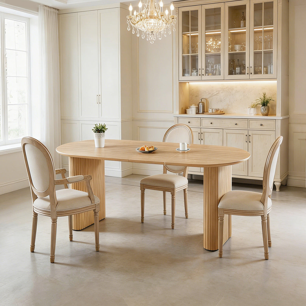 Extendable Oval Dining Table – Oak or Walnut — [variant:W3808S00001] Oak image 3