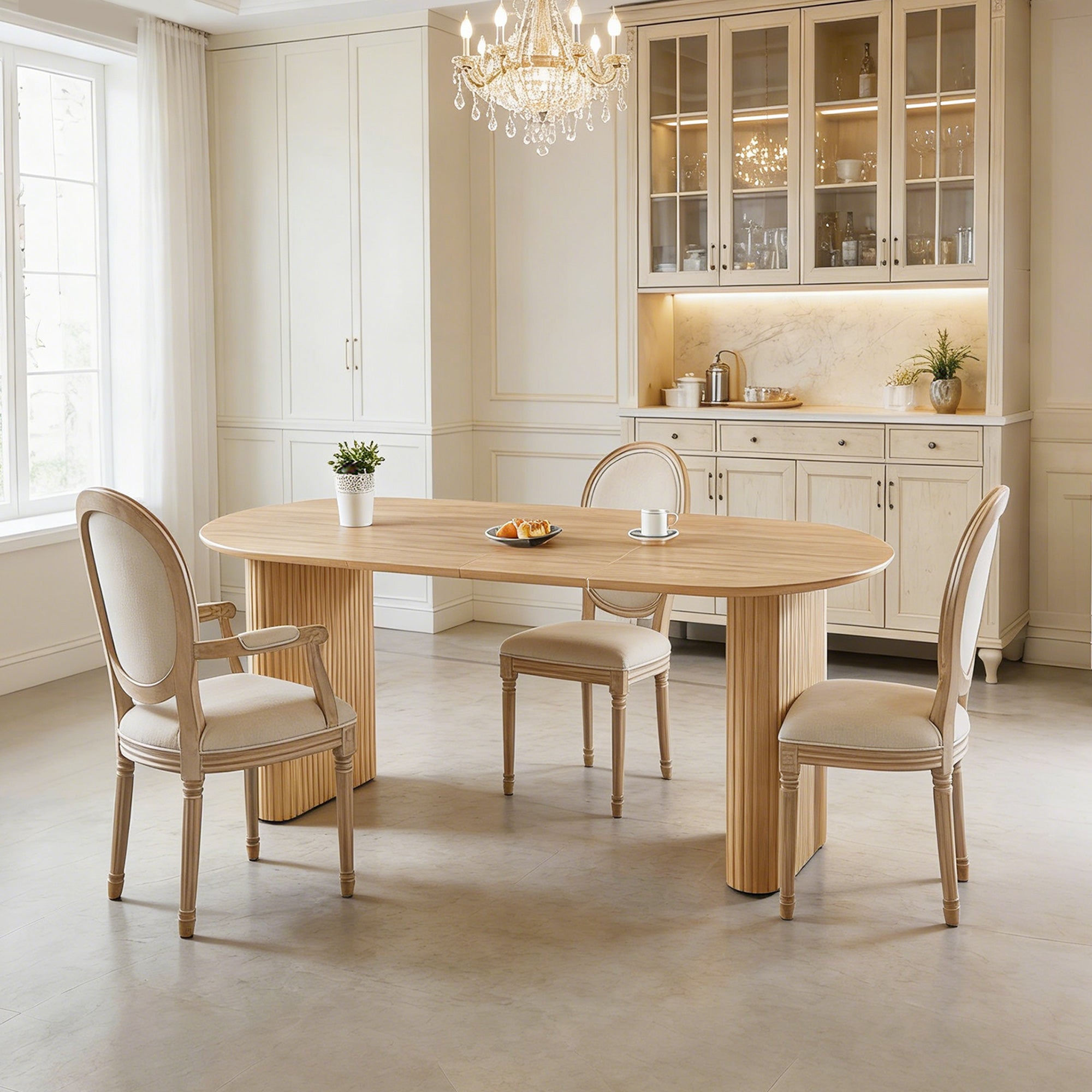 Extendable Oval Dining Table – Oak or Walnut — [variant:W3808S00001] Oak image 3
