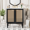 [variant:N729P285517B] Rattan-Door Bathroom Vanity with Sink – 30-Inch image 1