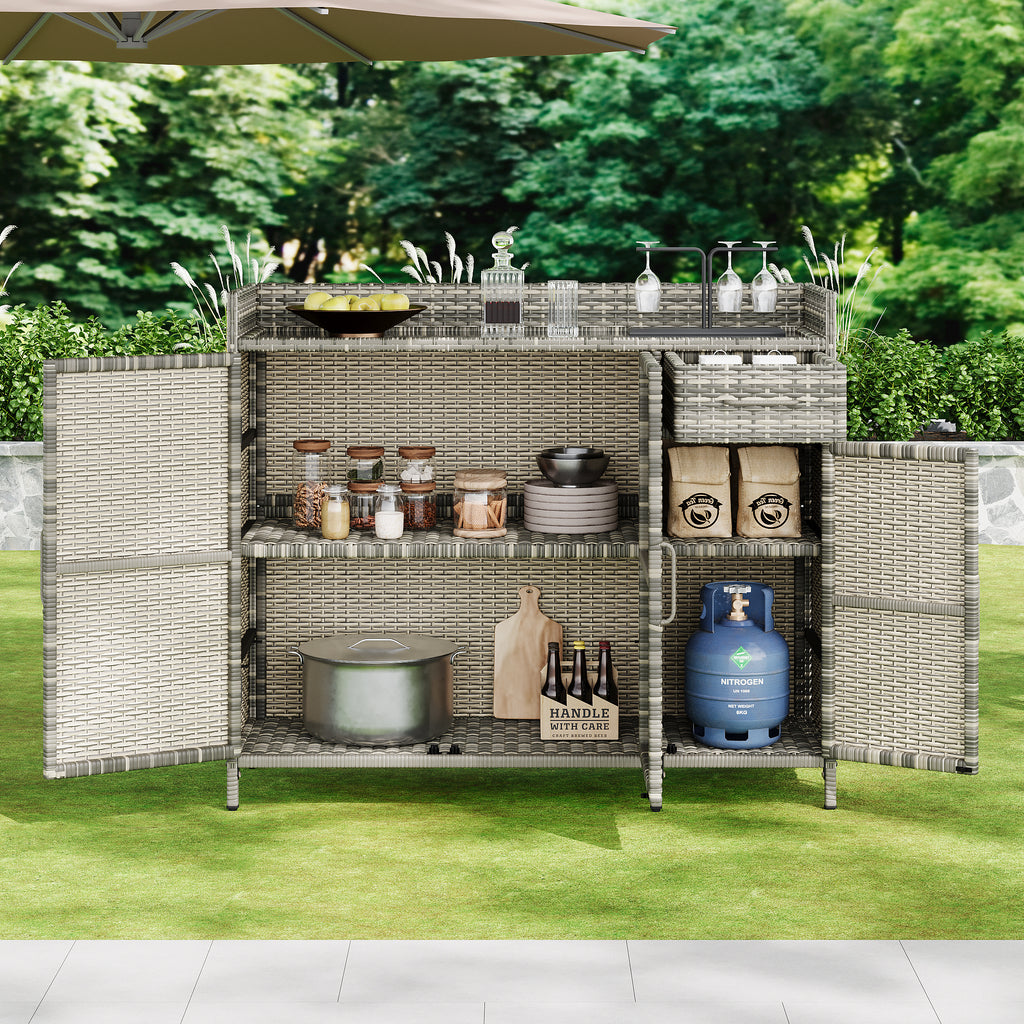 [variant:N853P387142G] Wicker Outdoor Storage Bar Cabinet – 47.5-Inch image 11