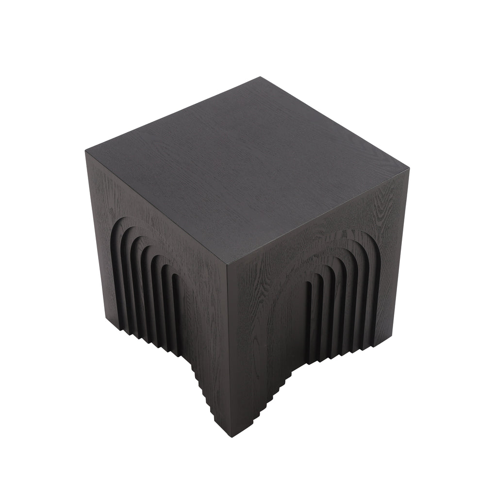 Round Wood End Table — [variant:N876P386371B] Black image 6