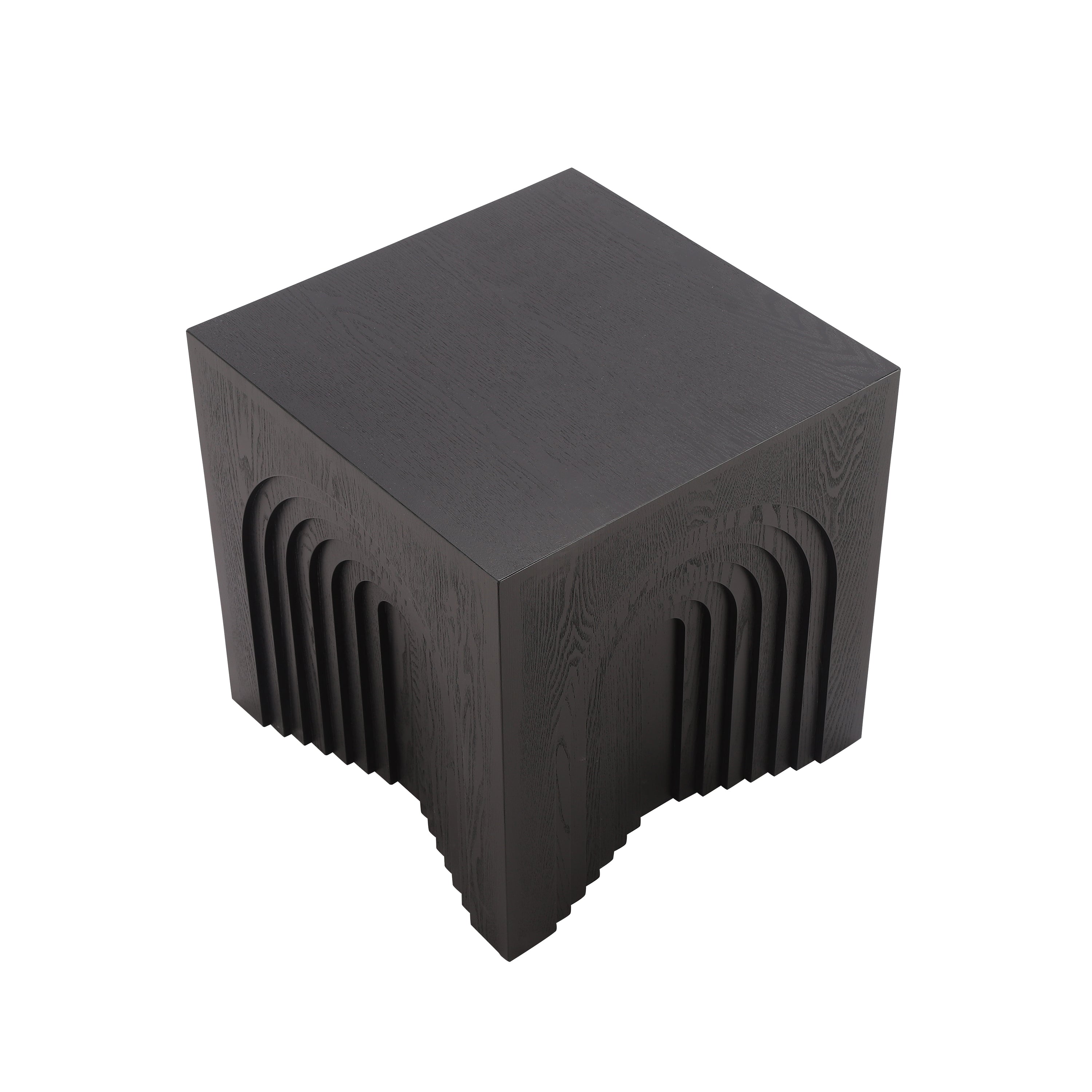 Round Wood End Table — [variant:N876P386371B] Black image 6