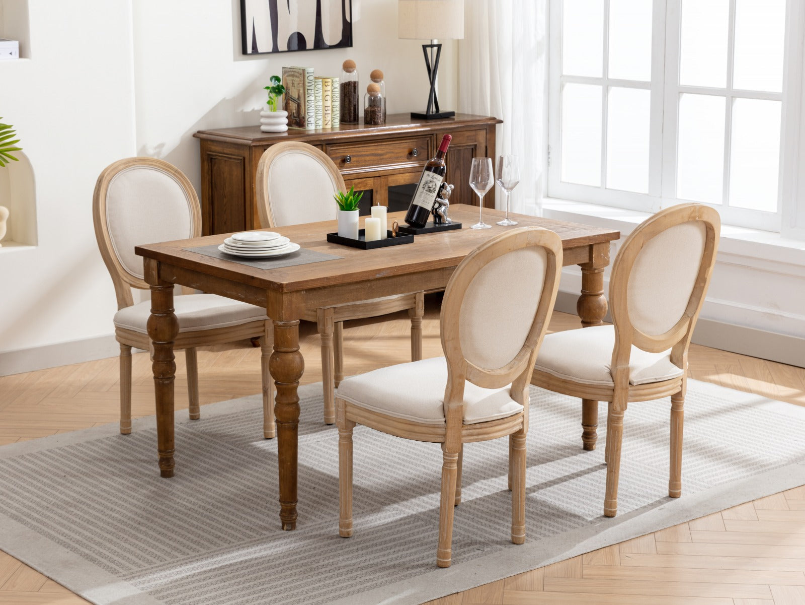 [variant:W5755P474629] Set of 2 French-Style Solid Wood Dining Chairs – Beige image 16