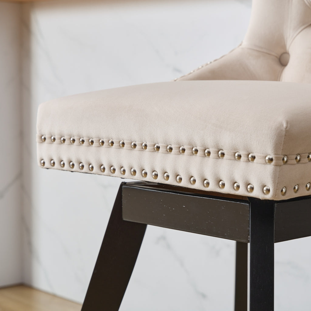 [variant:W5755P512968] Set of 2 Beige Velvet Swivel Bar Stools image 12