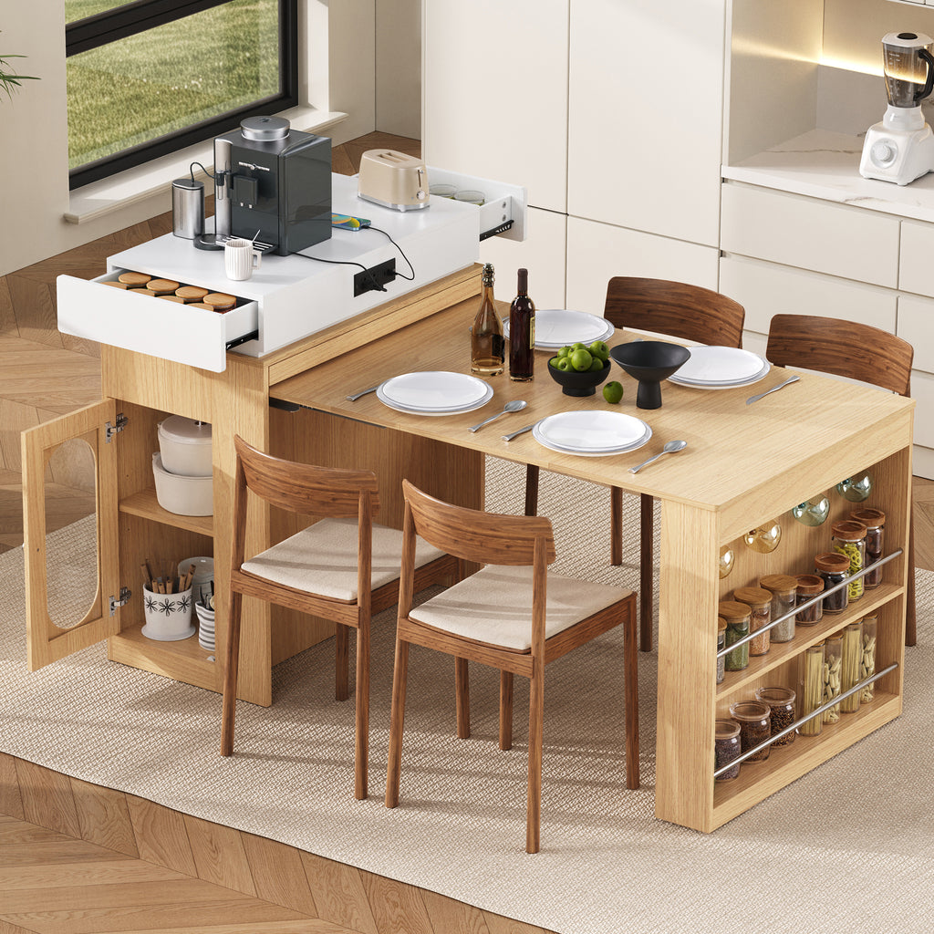 [variant:XW000028AAN-CA] Rolling Kitchen Island with Extendable Table image 1