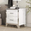 [variant:N854P404609K] High-Gloss Mirrored 2-Drawer Nightstand – White image 1