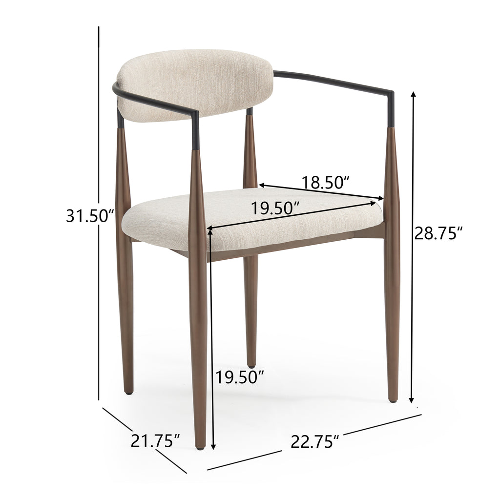 [variant:N872P280326H] Set of 2 Beige Upholstered Metal Dining Chairs image 12