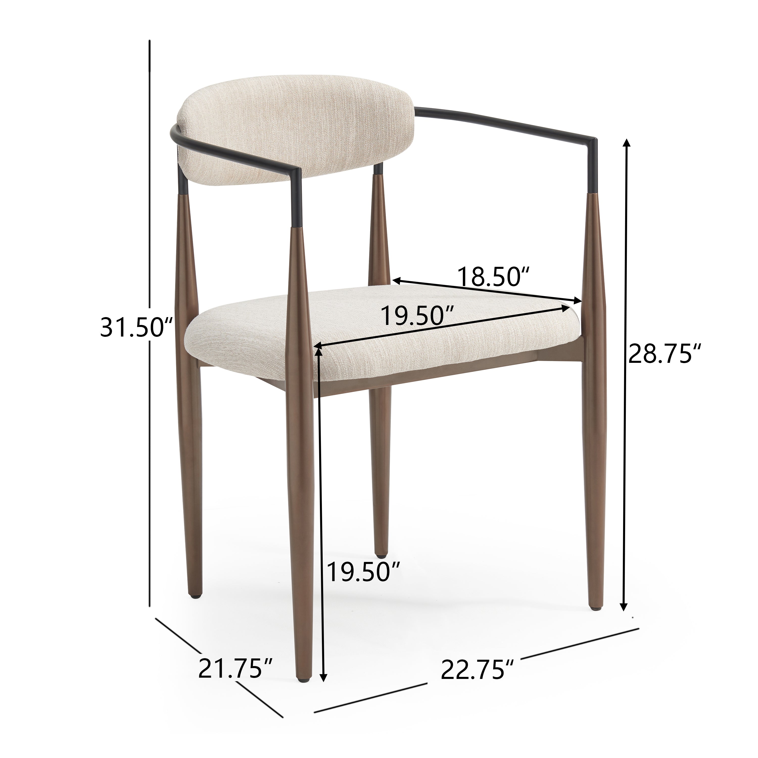 [variant:N872P280326H] Set of 2 Beige Upholstered Metal Dining Chairs image 12