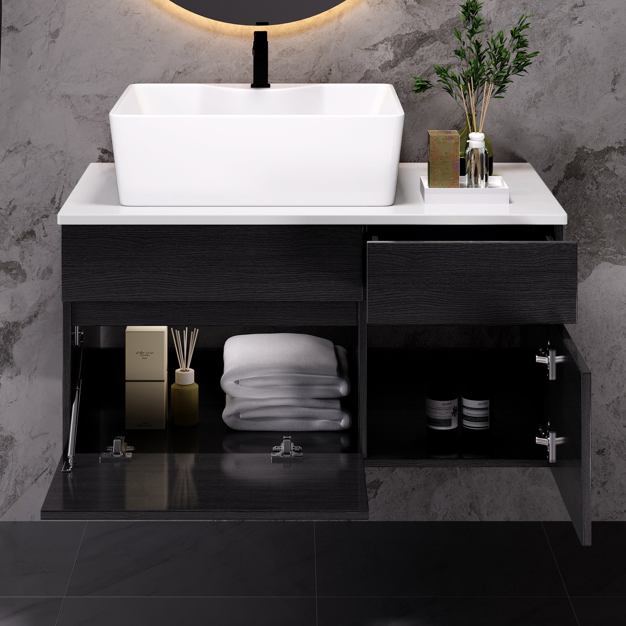[variant:W5307S00008] Floating Bathroom Vanity with Ceramic Sink – 31.5-Inch image 3