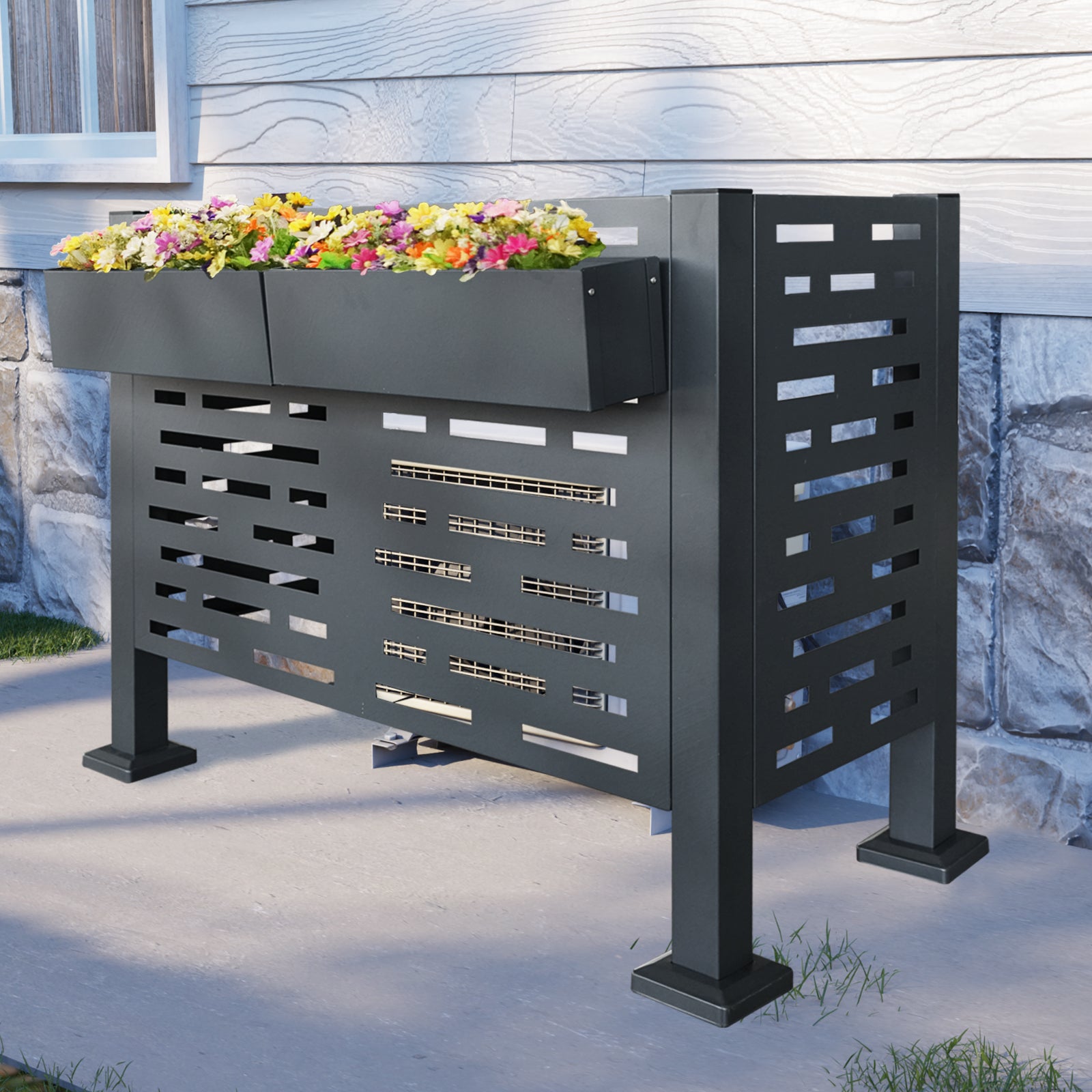[variant:W540P199945] 3-Panel Outdoor Air Conditioner Privacy Fence – 4 × 2 ft image 1