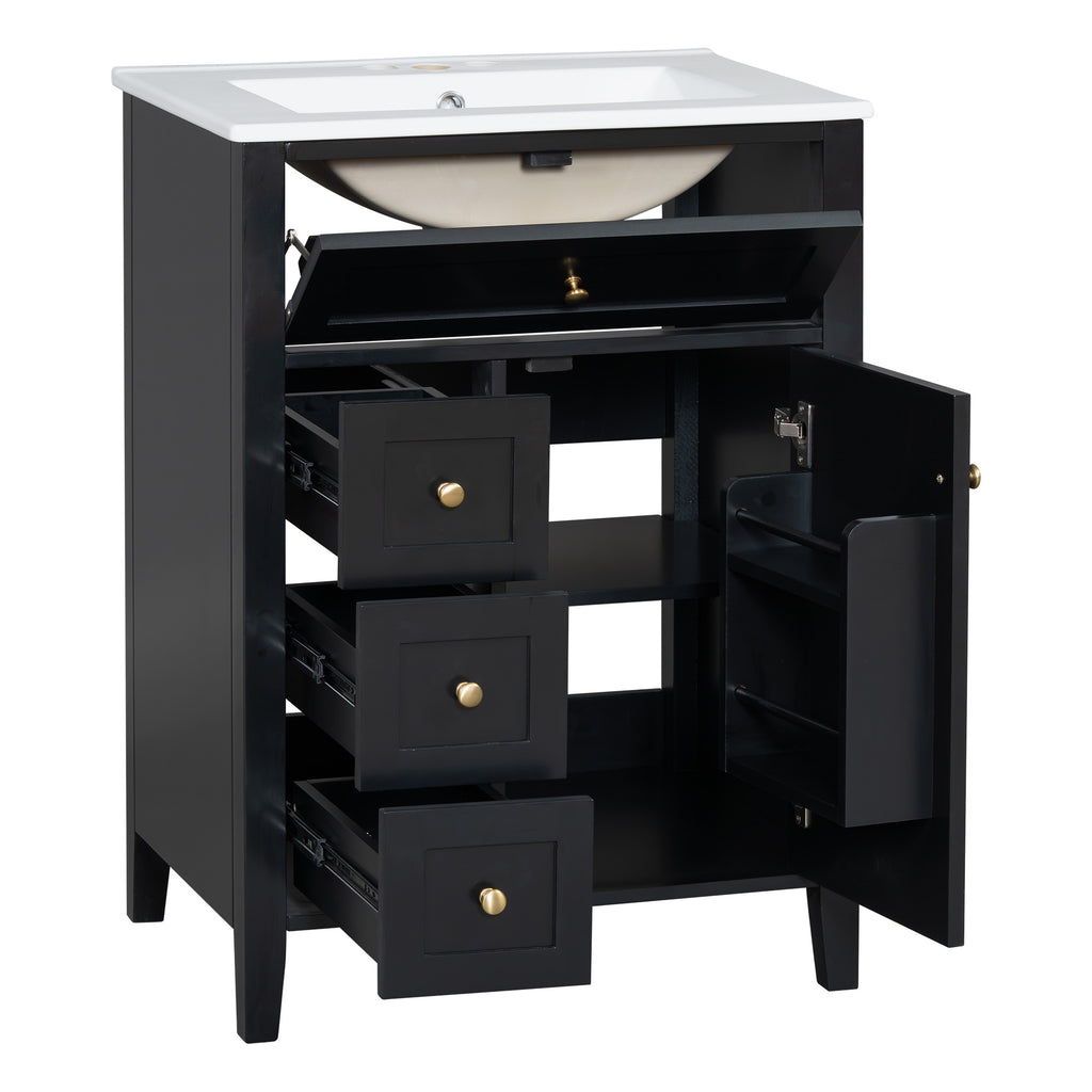 [variant:N725P280631B] Black Bathroom Vanity with Ceramic Sink – 24-Inch image 31