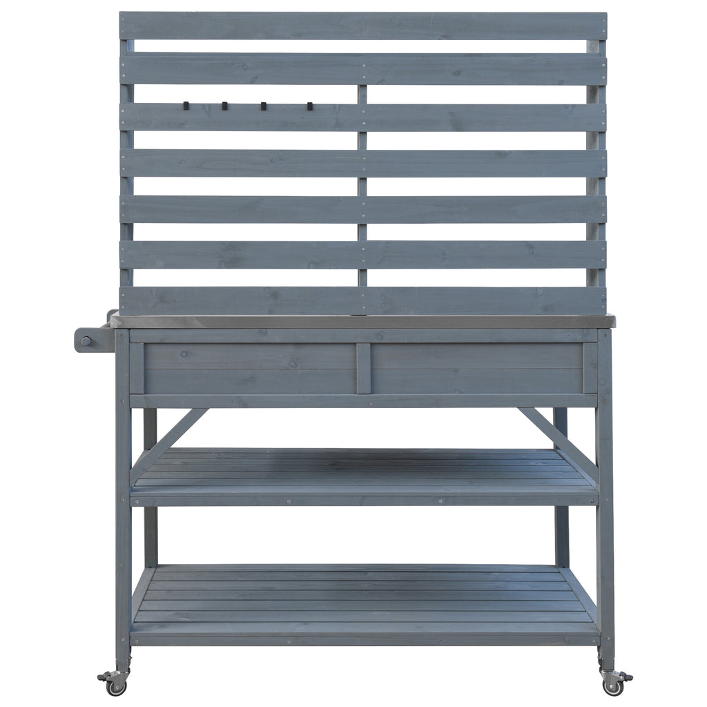 [variant:N853P386121G] Rolling Outdoor Potting Bench with Stainless Steel Top image 44