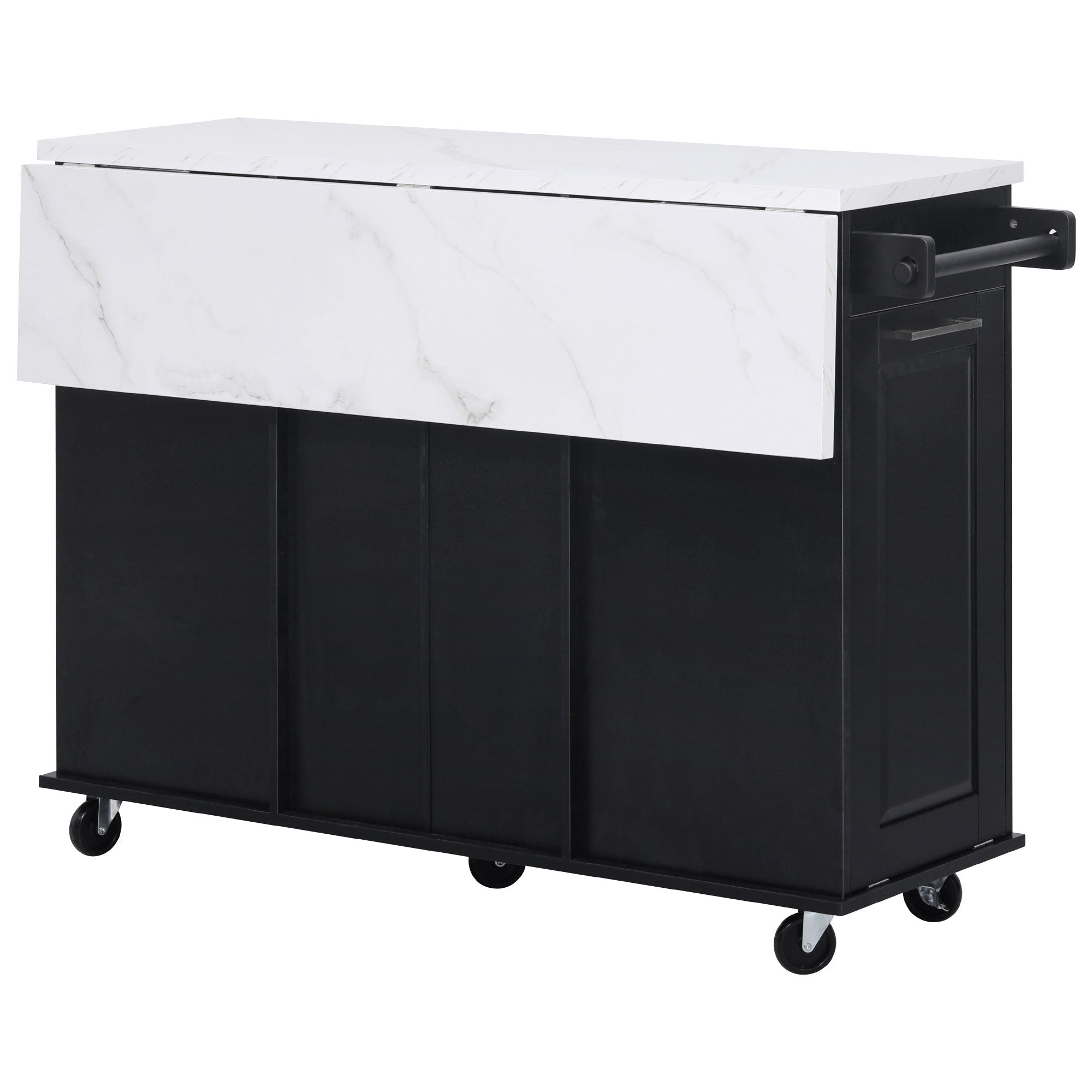 [variant:N853P390045B] Rolling Kitchen Island with Tilt-Out Trash Cabinet – Black, 50.7-Inch image 44