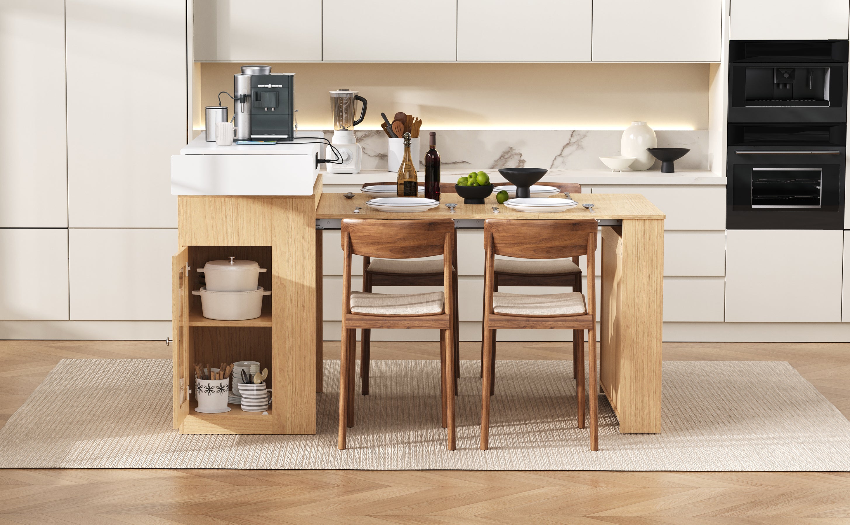 [variant:XW000028AAN-CA] Rolling Kitchen Island with Extendable Table image 5