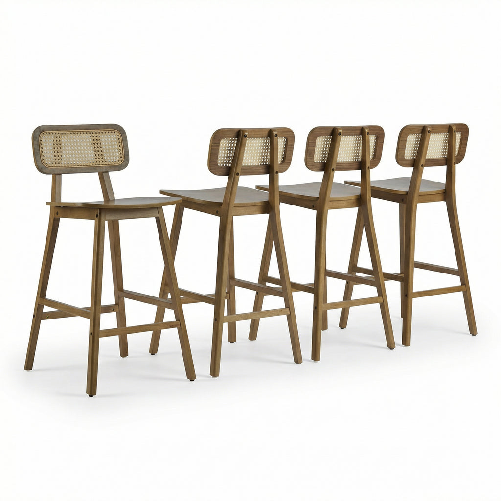 Walnut Rattan Counter Stools – Set of 2 or 4 — [variant:N897P439500W-S4] Walnut – N897P439500W-S4 image 2