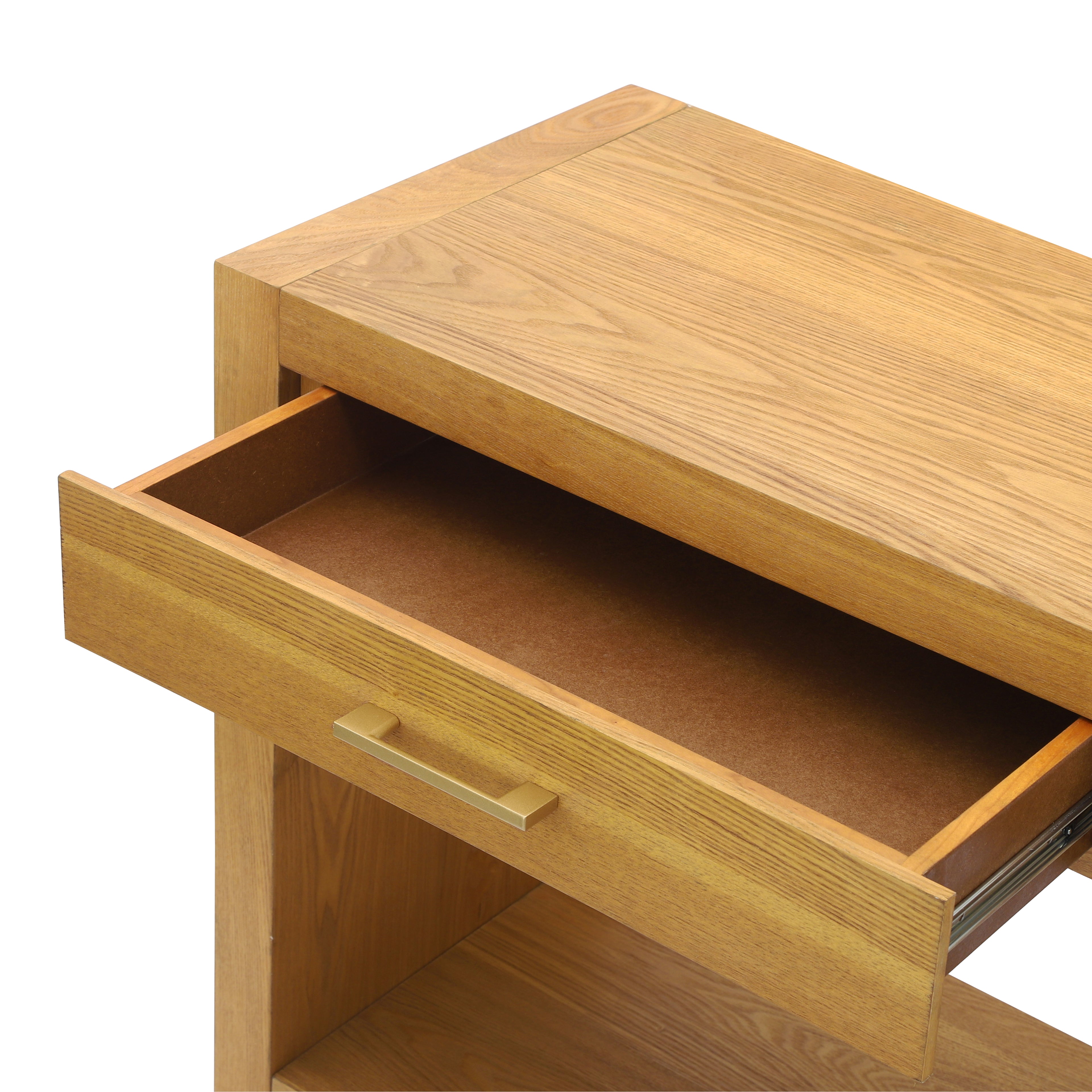Farmhouse Console Table with Drawers & Storage Shelf — [variant:N876P351923D] Natural image 4
