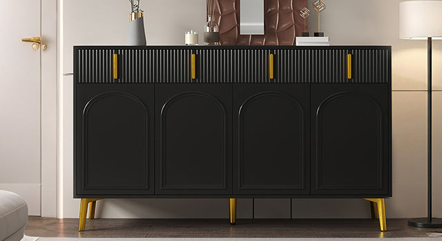 [variant:GA0021S] 4-Door Sideboard with 4 Drawers – Black and Gold image 14