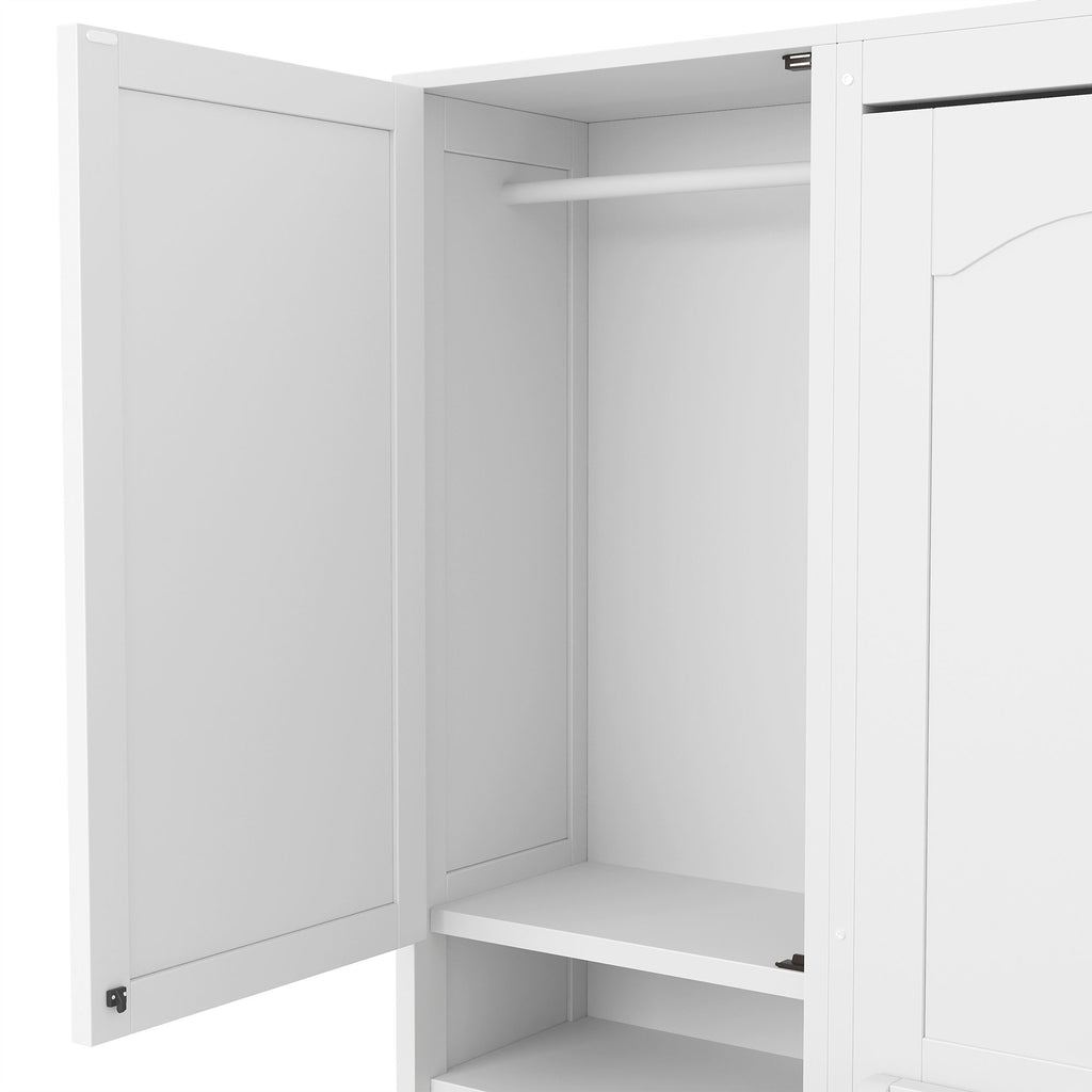 [variant:N850S00010K-2] Queen Murphy Bed with Closet, Drawers and Shelves – White image 14
