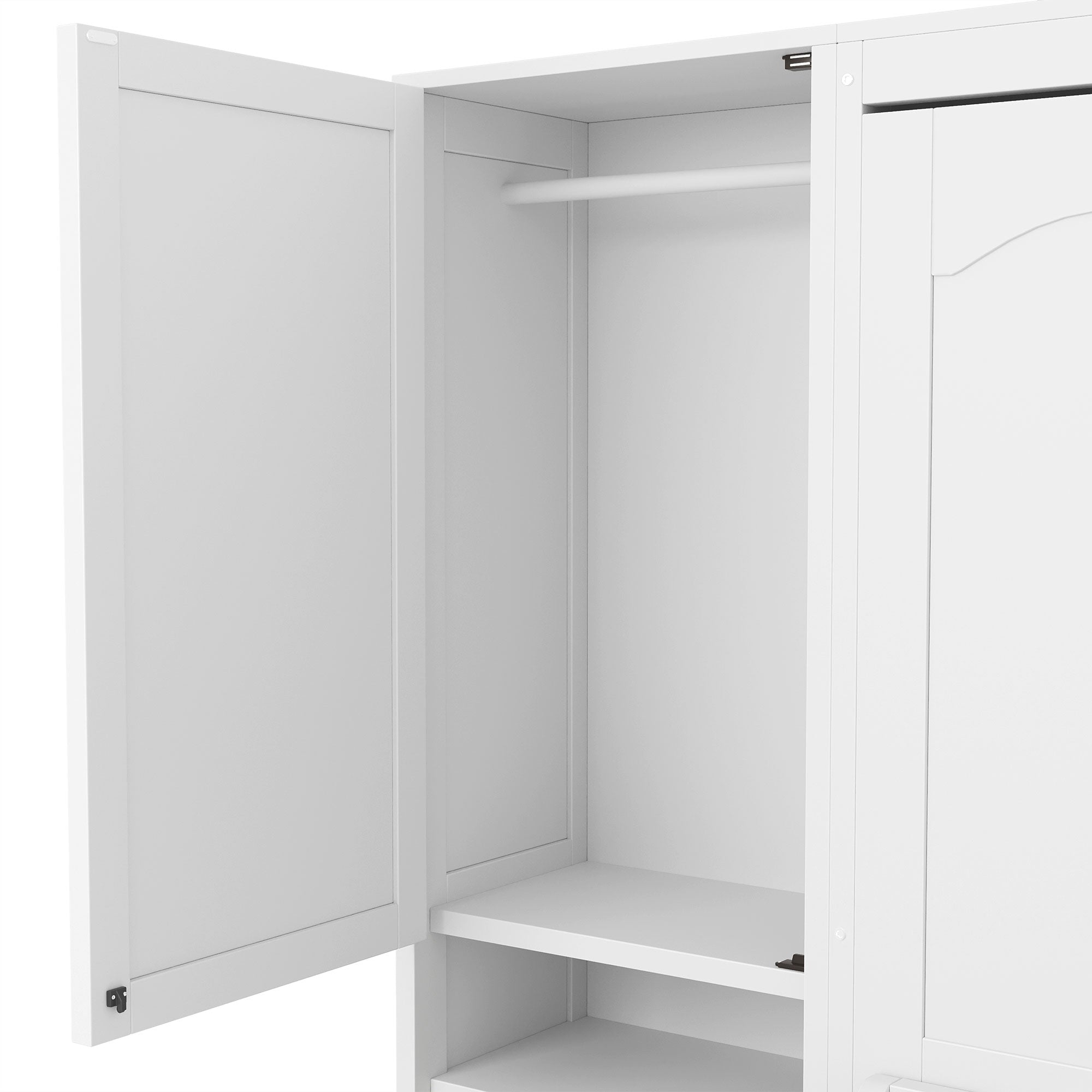 [variant:N850S00010K-2] Queen Murphy Bed with Closet, Drawers and Shelves – White image 14