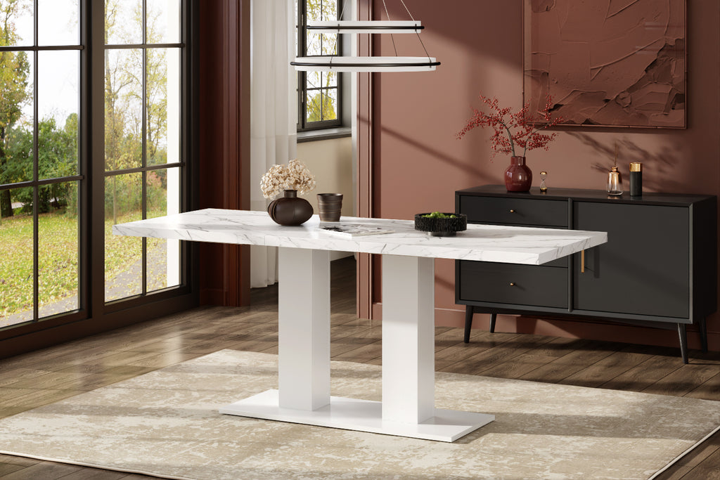 White Marble-Look Dining Table – 71-Inch — [variant:N859P472973W] White Marble image 12