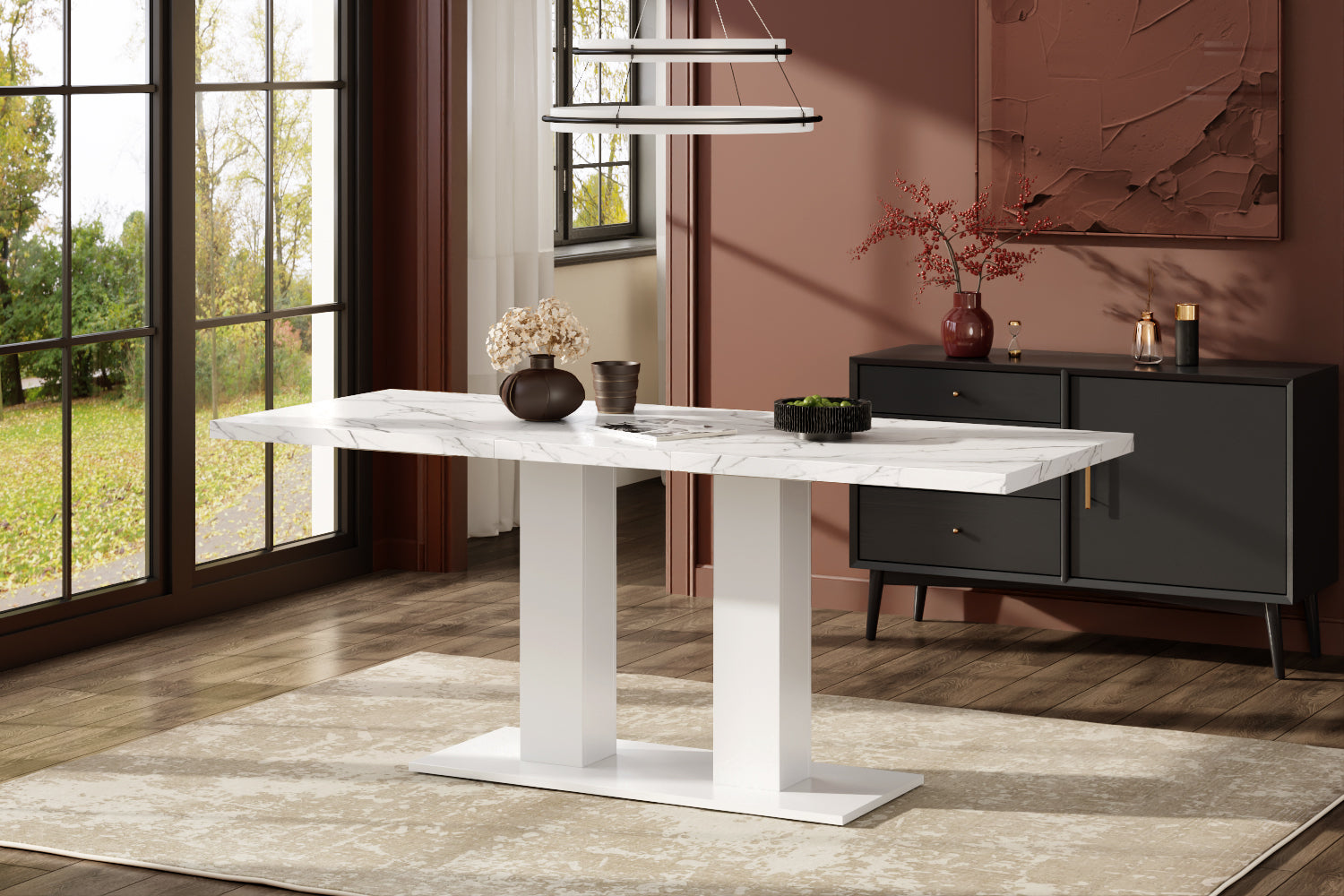 White Marble-Look Dining Table – 71-Inch — [variant:N859P472973W] White Marble image 12