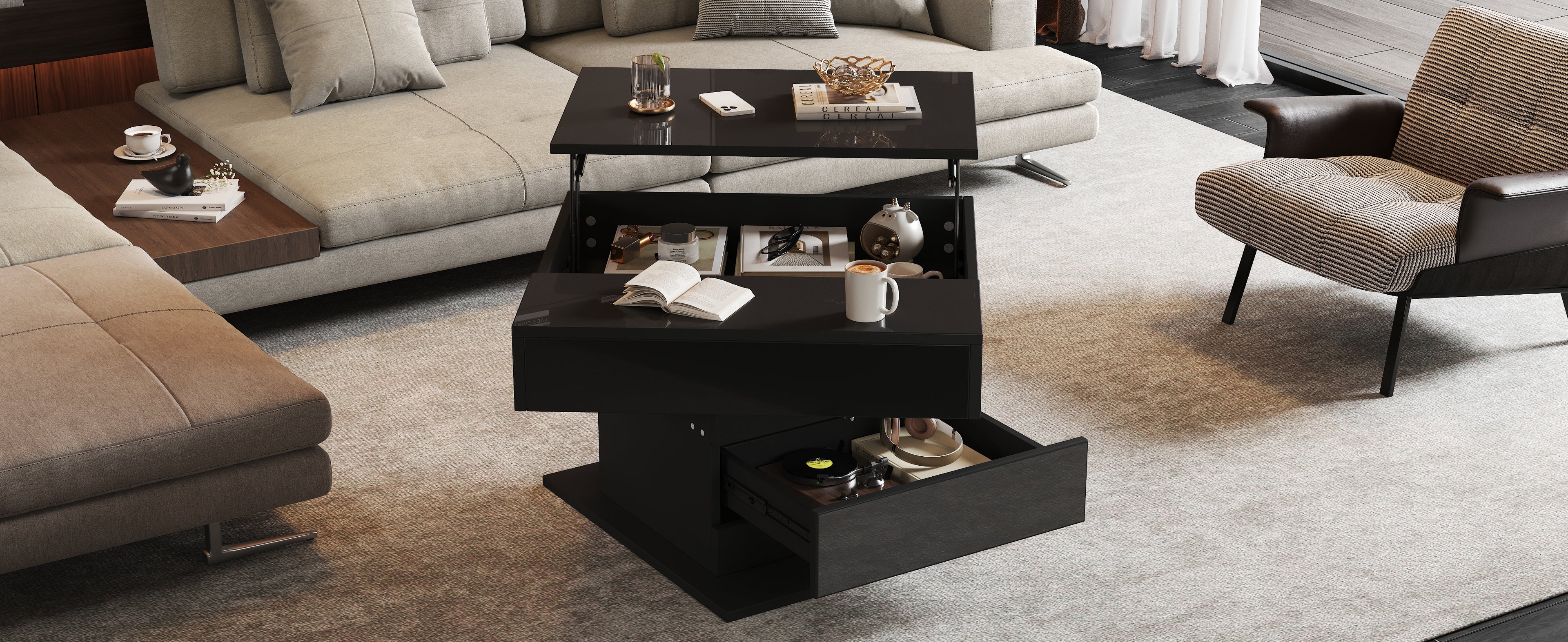 [variant:N892P423296B] Black 360° Rotating Lift-Top Coffee Table image 19