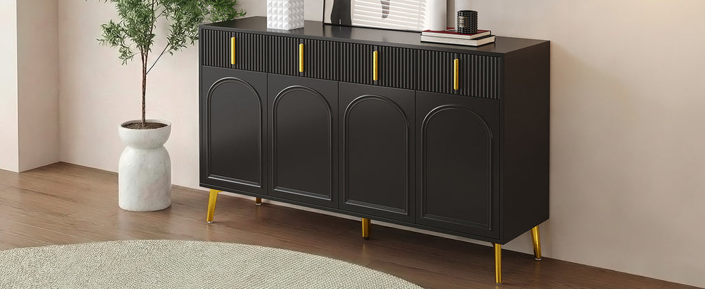 [variant:GA0021S] 4-Door Sideboard with 4 Drawers – Black and Gold image 9