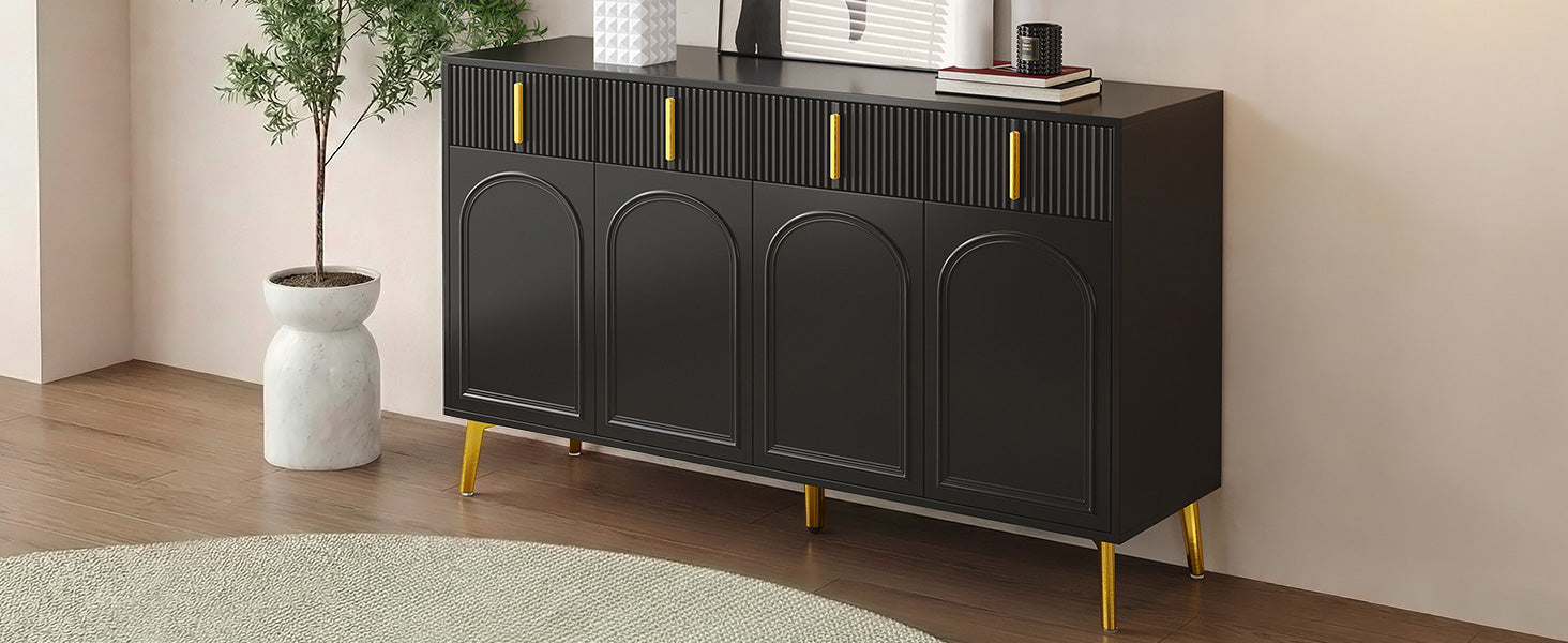 [variant:GA0021S] 4-Door Sideboard with 4 Drawers – Black and Gold image 9