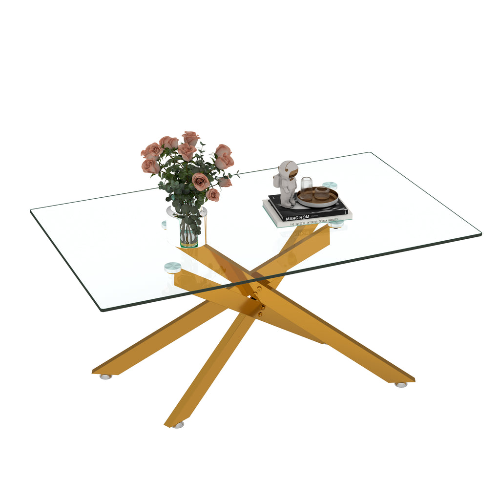 [variant:W3856P411924] 39-Inch Rectangular Glass Coffee Table with Gold Legs image 10