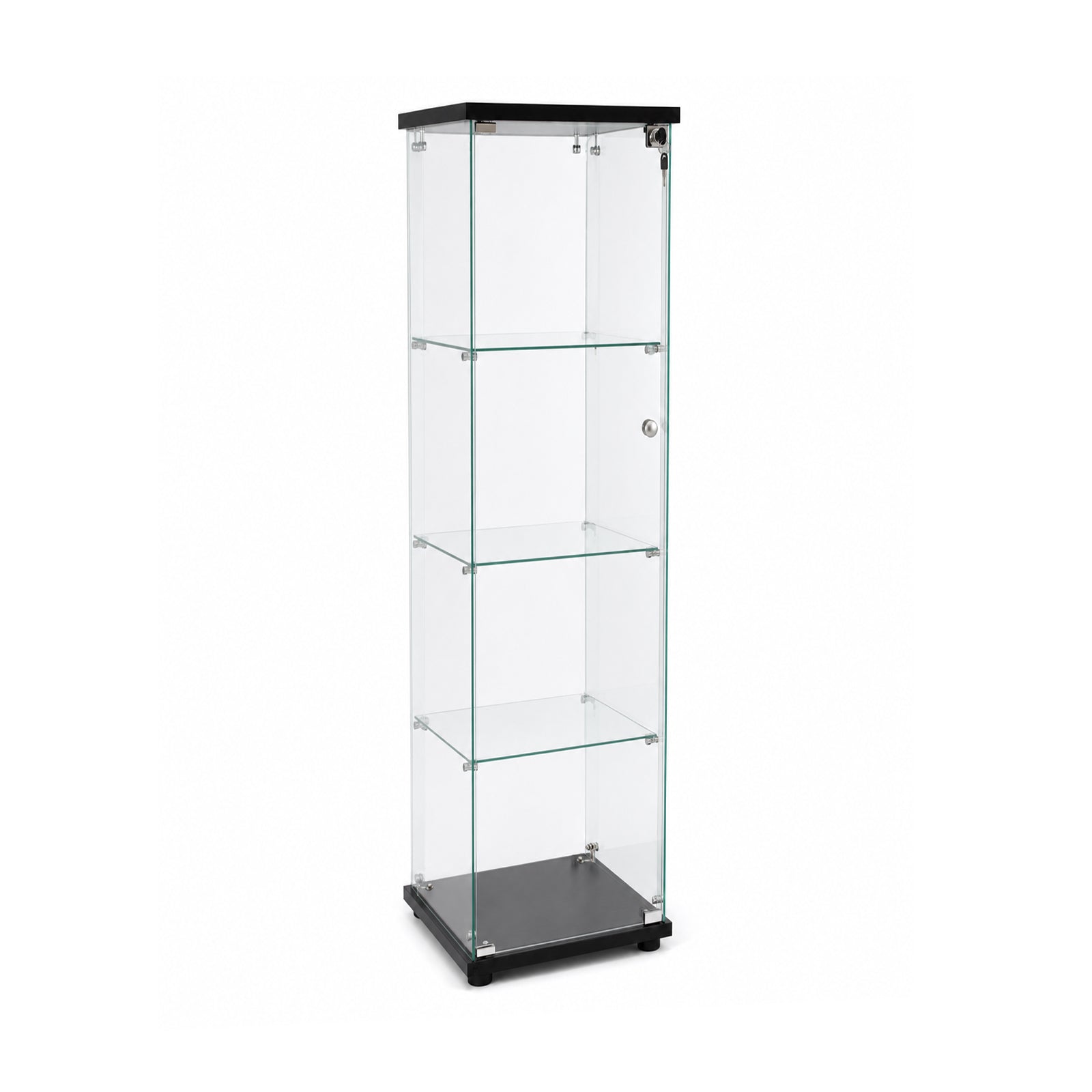 [variant:W3738P360367] 4-Shelf Tempered Glass Display Cabinet – Black image 4
