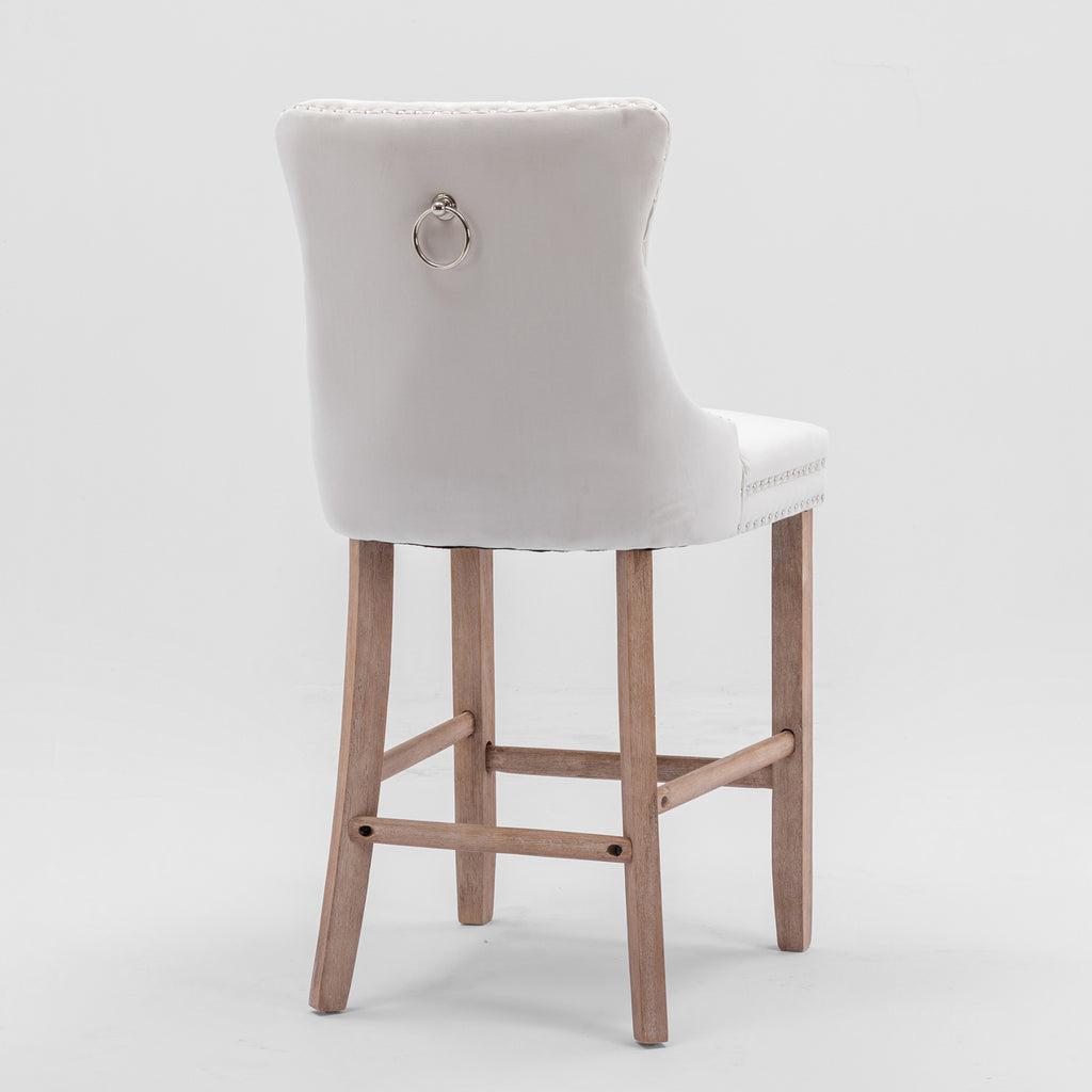 [variant:W5755P474584] Set of 2 Beige Velvet Bar Stools image 5