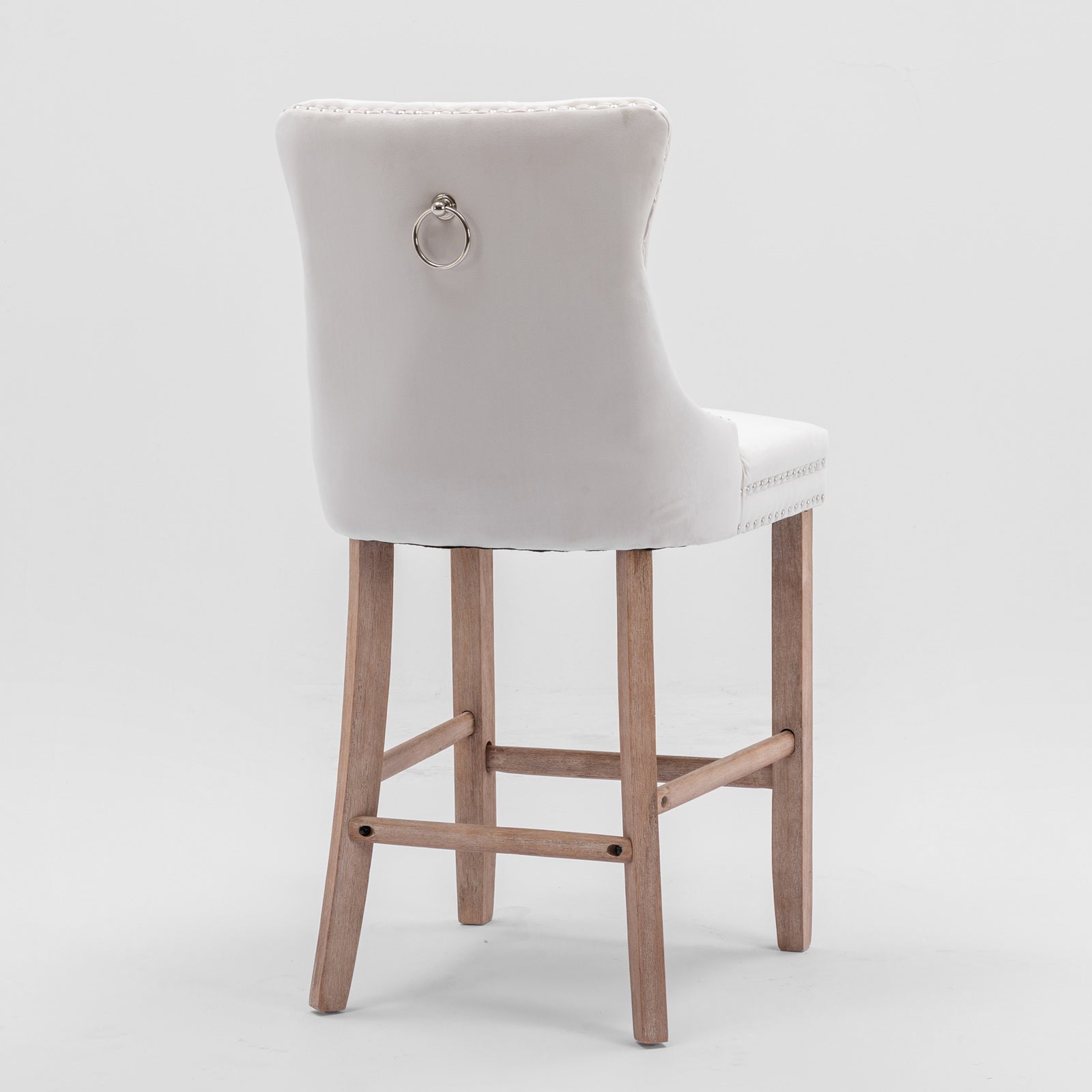 [variant:W5755P474584] Set of 2 Beige Velvet Bar Stools image 5
