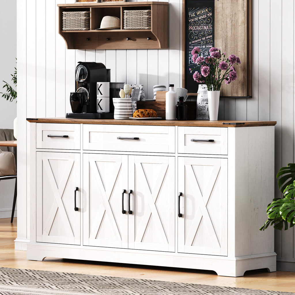 [variant:N853P444963W] 55-Inch Farmhouse Buffet Cabinet with Drawers image 6
