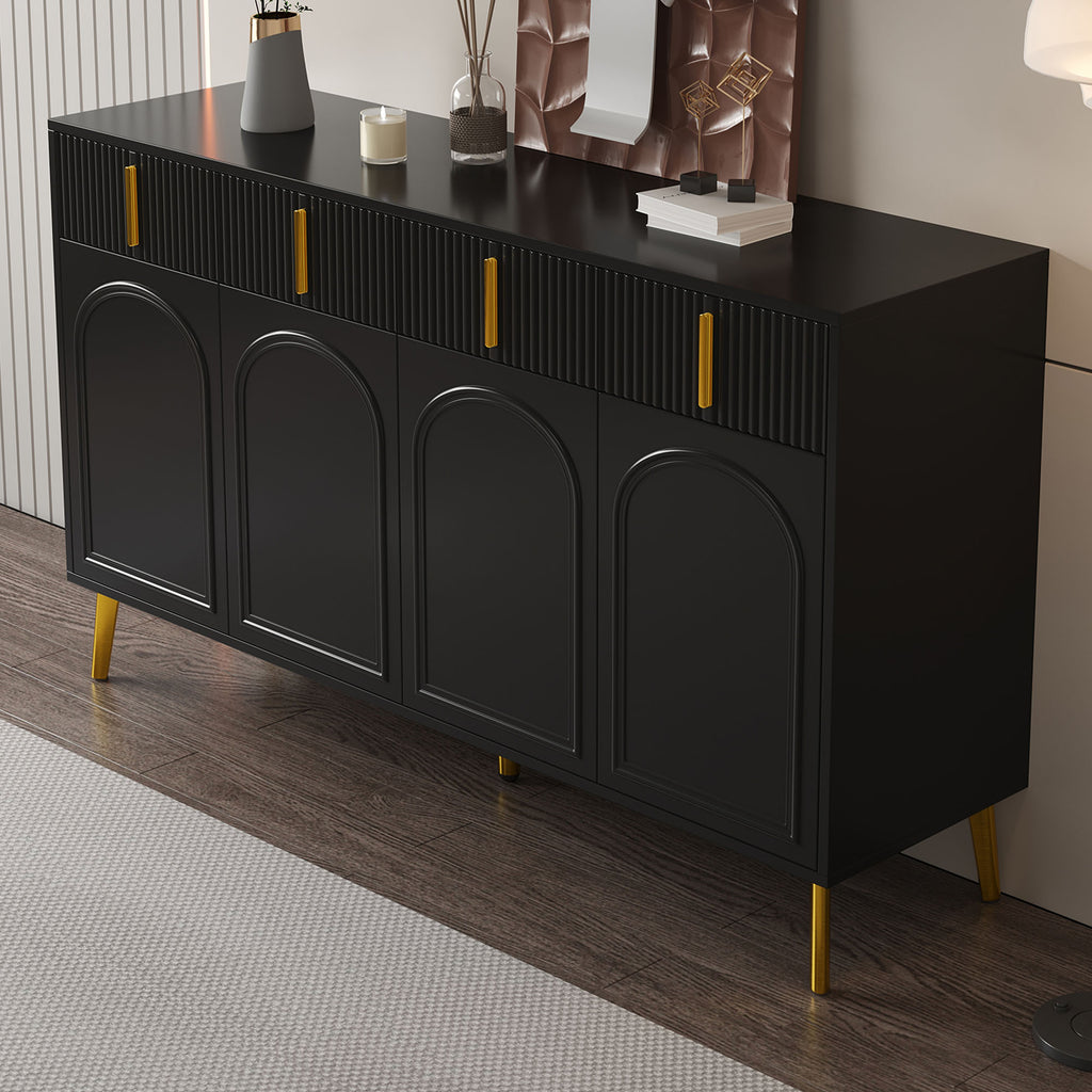[variant:GA0021S] 4-Door Sideboard with 4 Drawers – Black and Gold image 10