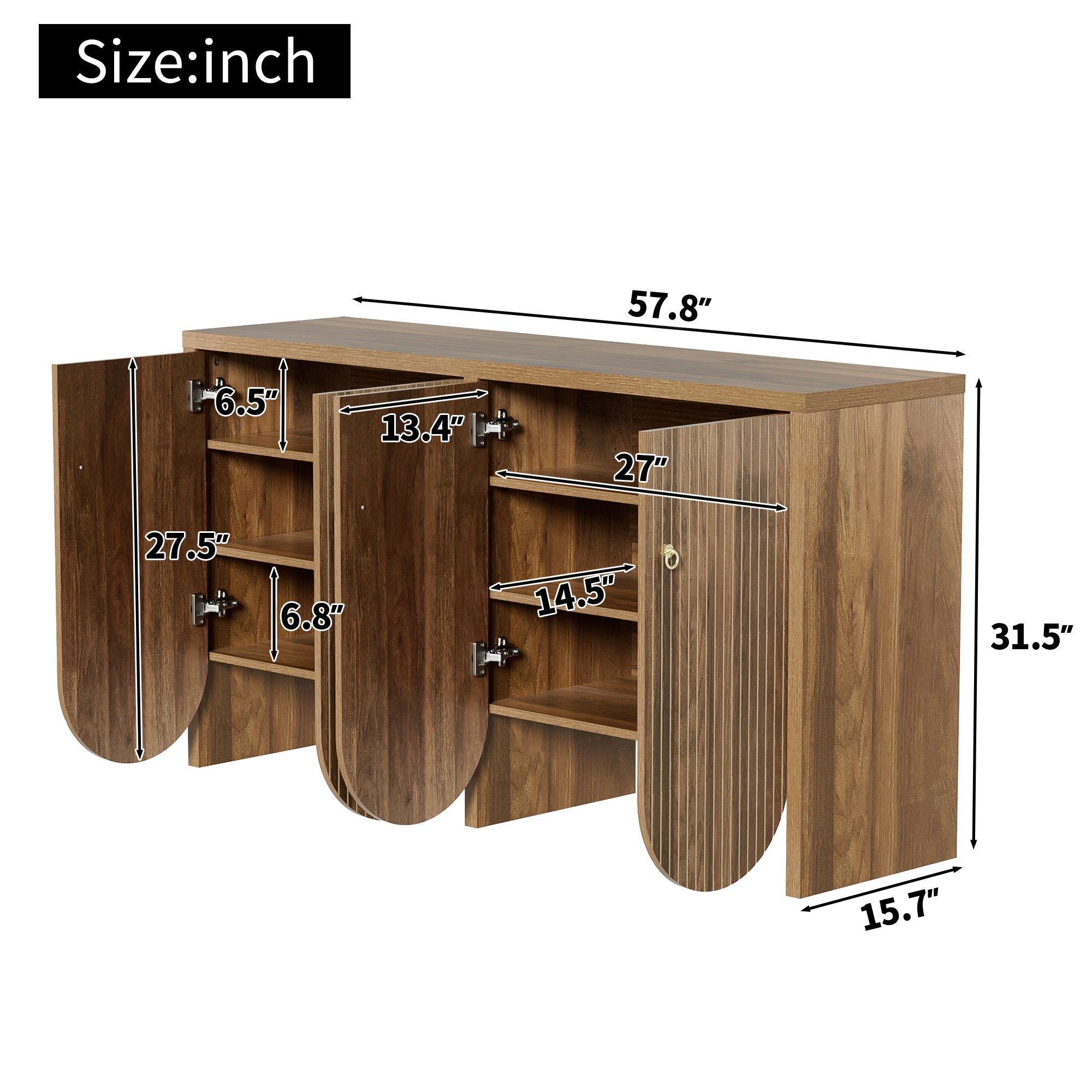 [variant:GA0002N] Fluted 4-Door Sideboard – Walnut image 6