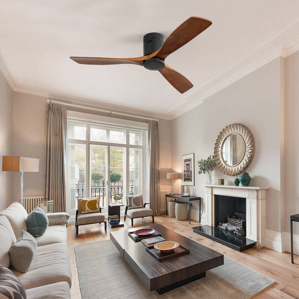 [variant:W5691P514531] Matte Black Solid Wood Ceiling Fan without Light – 52-Inch image 5