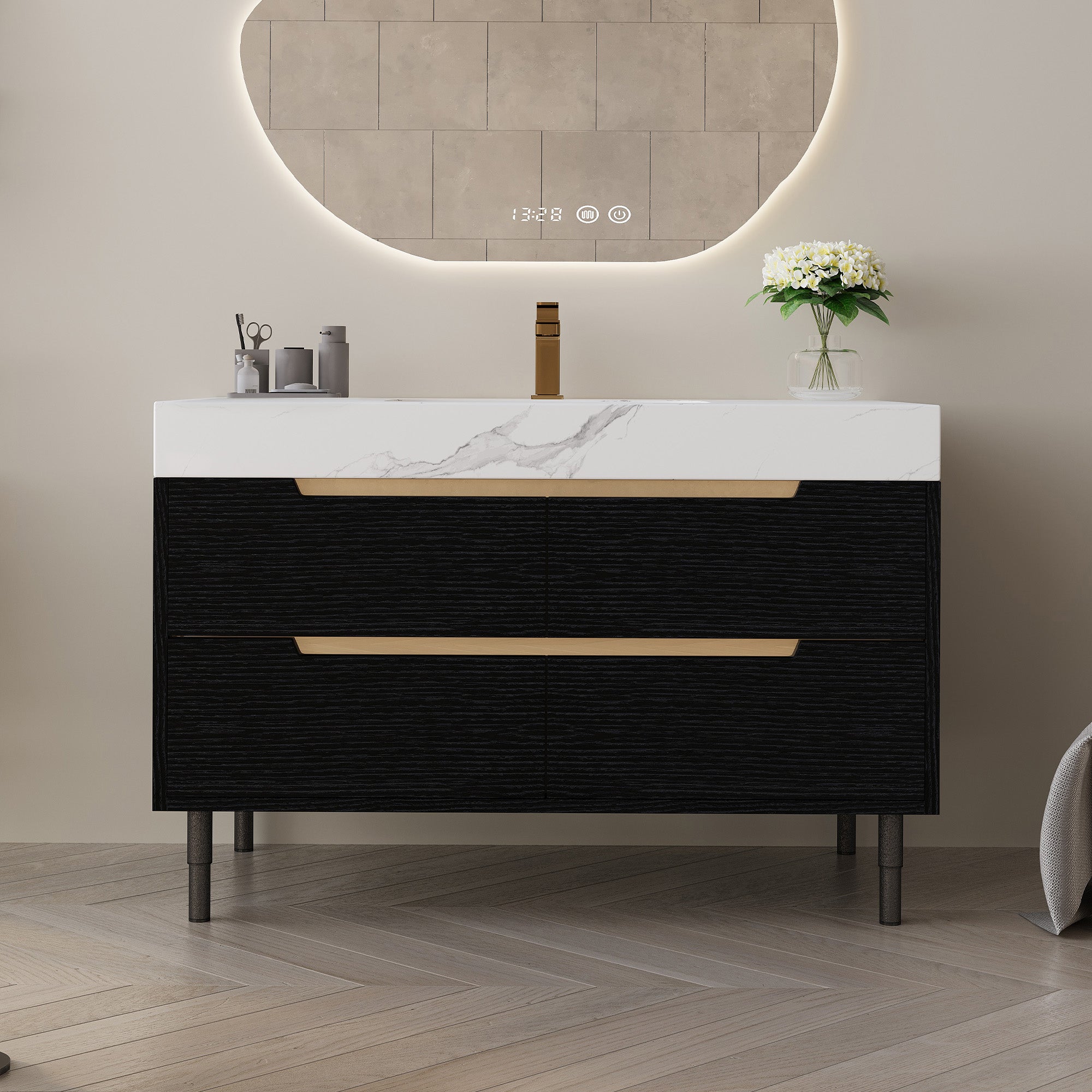 [variant:W5307S00006] Bathroom Vanity with Sintered Stone Top – 35.4-Inch image 3
