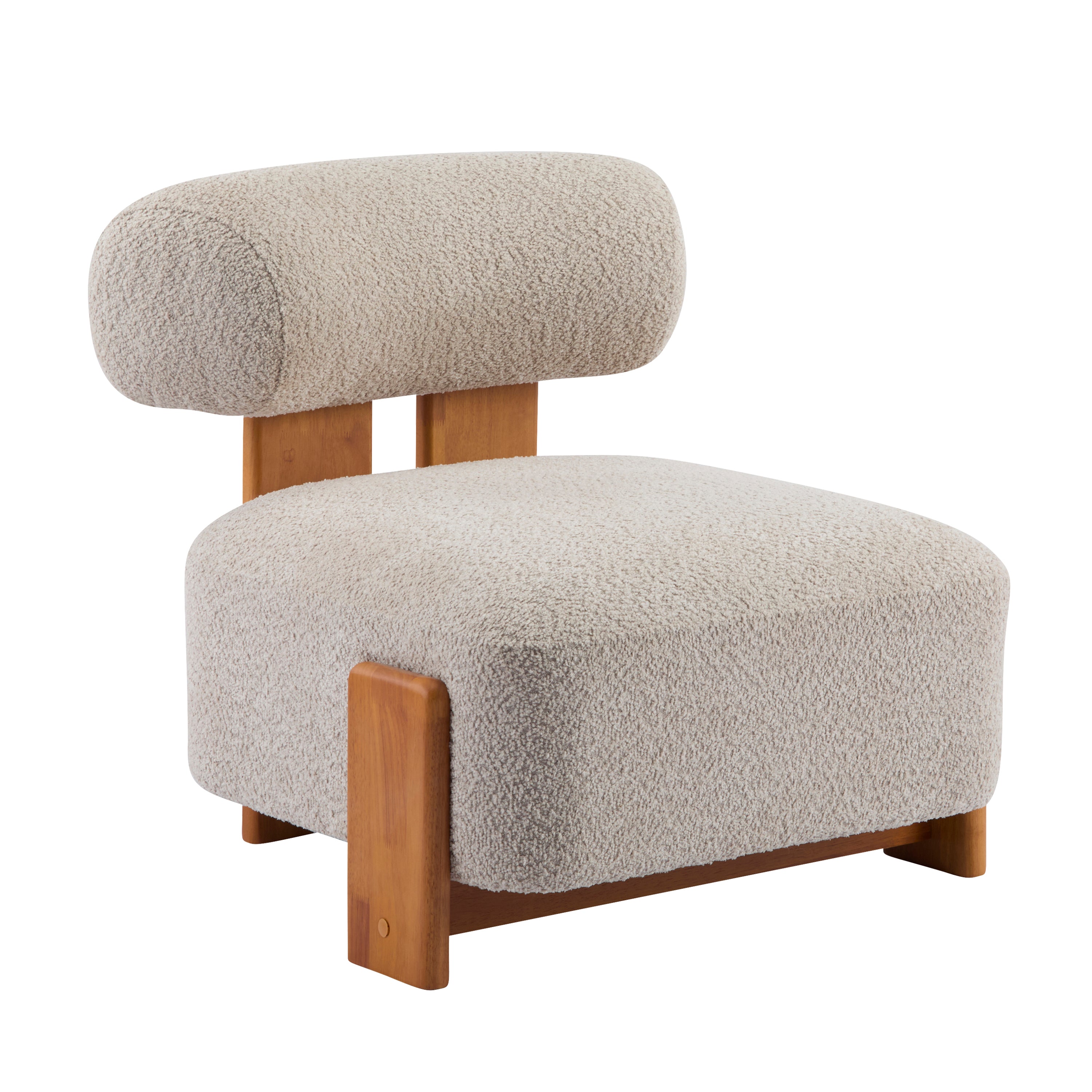 Modern Bouclé Lounge Chair — [variant:N913P495894A] Almond,Natural image 15