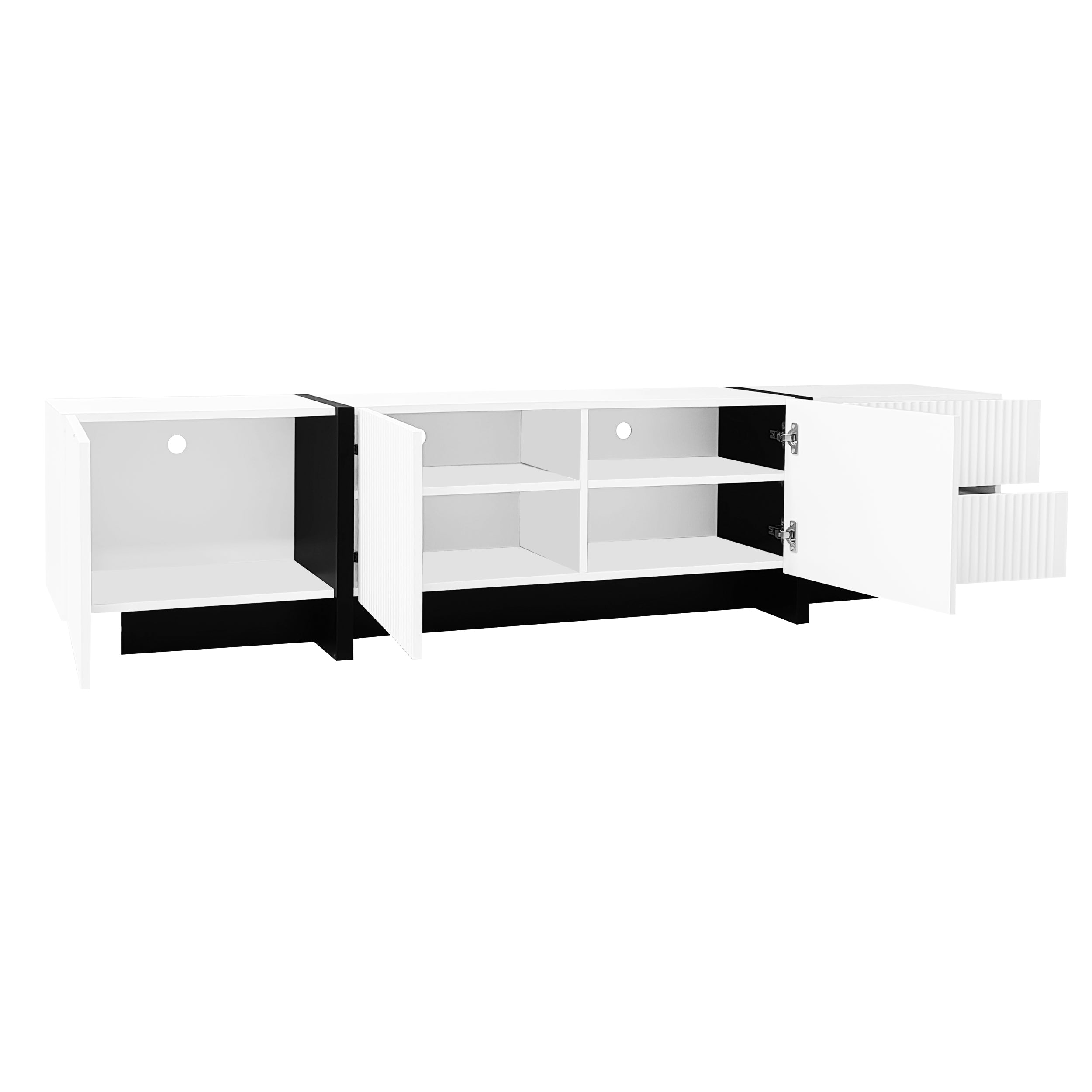 [variant:GA0014S] Modern TV Stand with 3 Doors and 2 Drawers – Black and White image 15