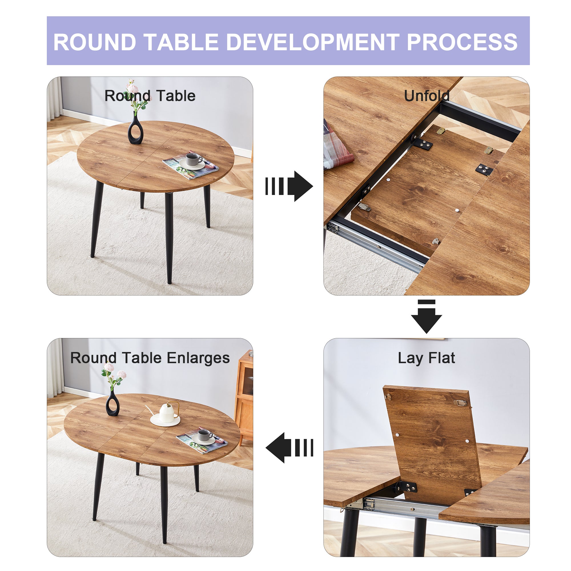 [variant:W3806S00005] Extendable Wood-Look Dining Table image 7