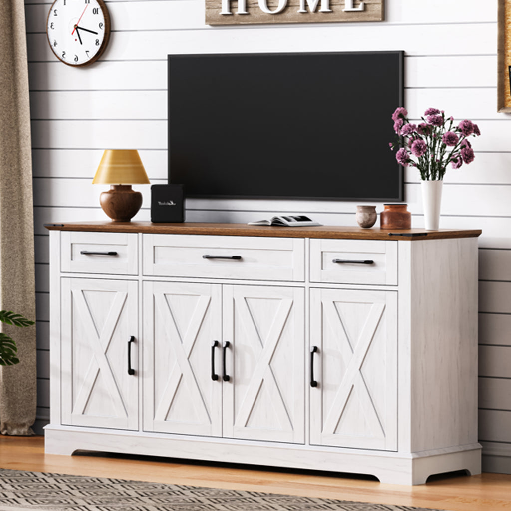[variant:N853P444963W] 55-Inch Farmhouse Buffet Cabinet with Drawers image 10