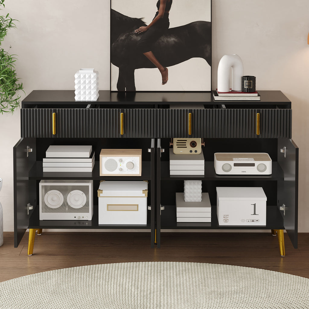 [variant:GA0021S] 4-Door Sideboard with 4 Drawers – Black and Gold image 7