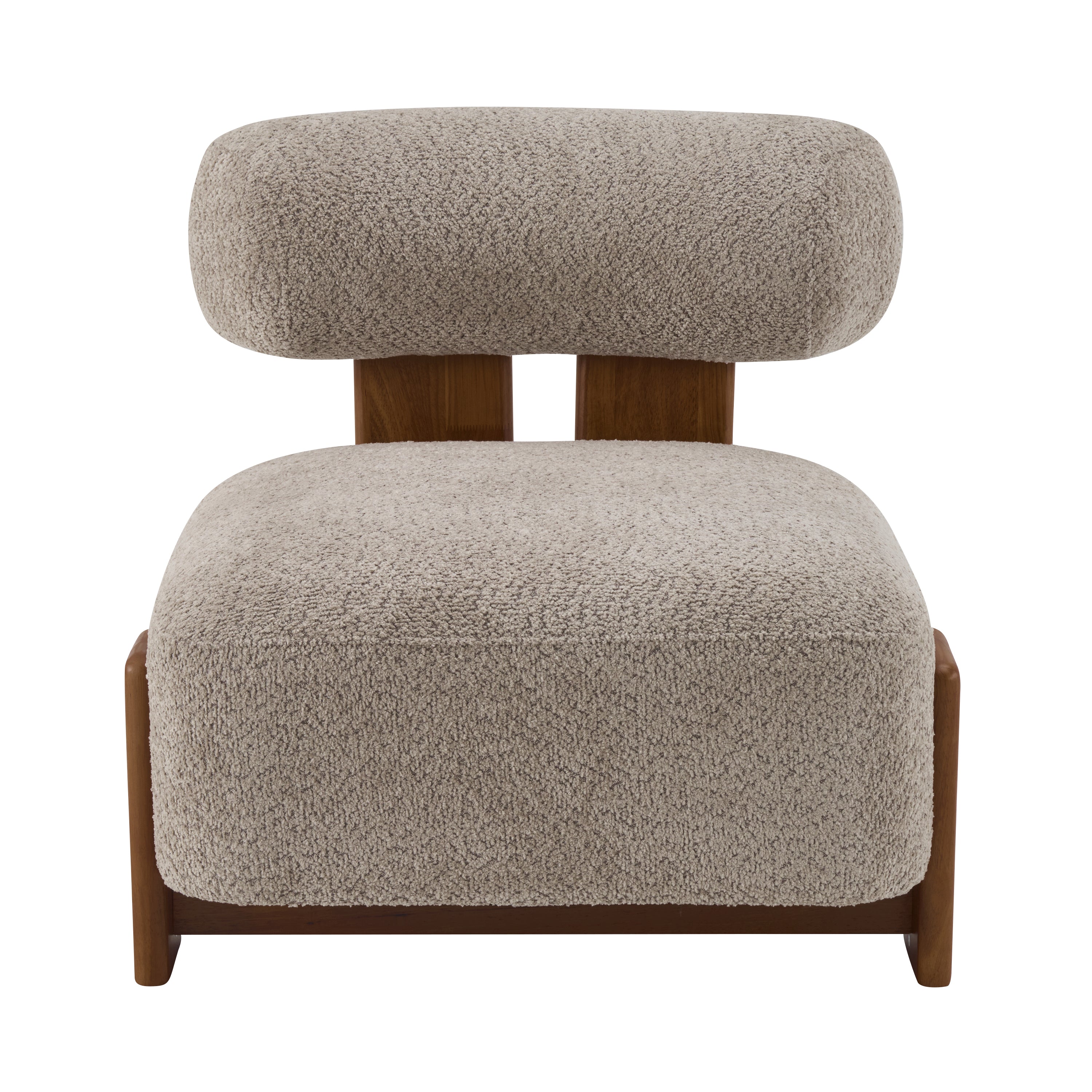 Modern Bouclé Lounge Chair — [variant:N913P495894R] Brown,Walnut image 7