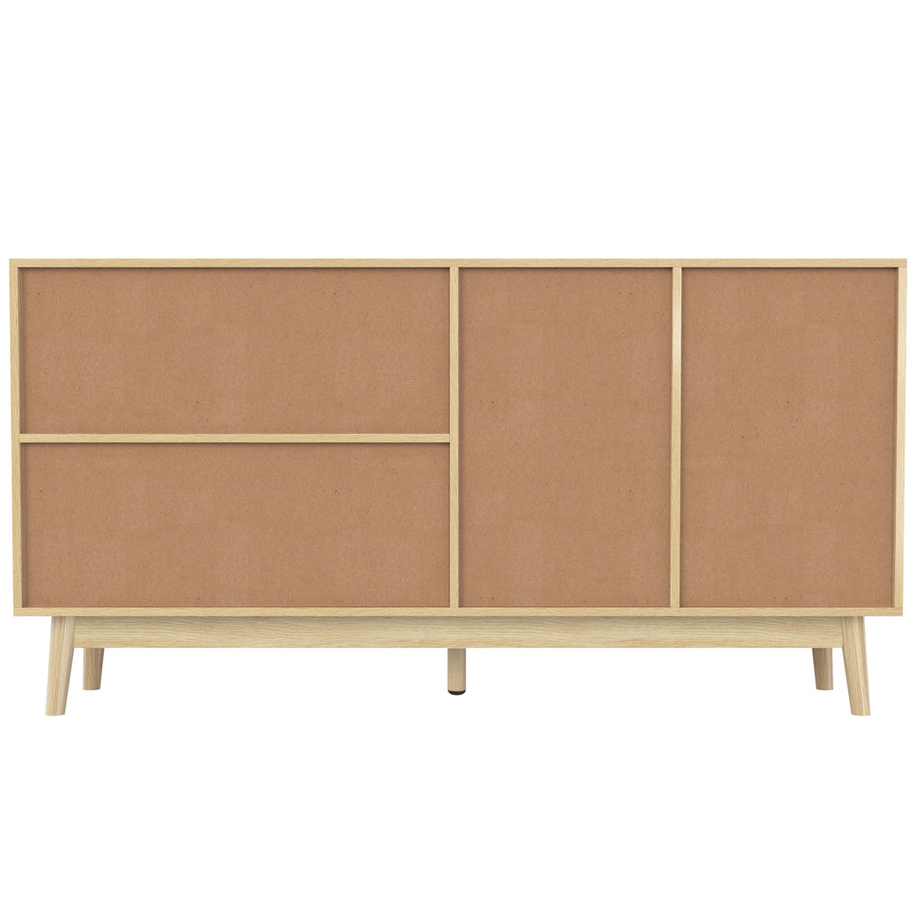 Rattan 3-Door Sideboard with 2 Drawers — [variant:GA0004O] Wood – GA0004O image 10