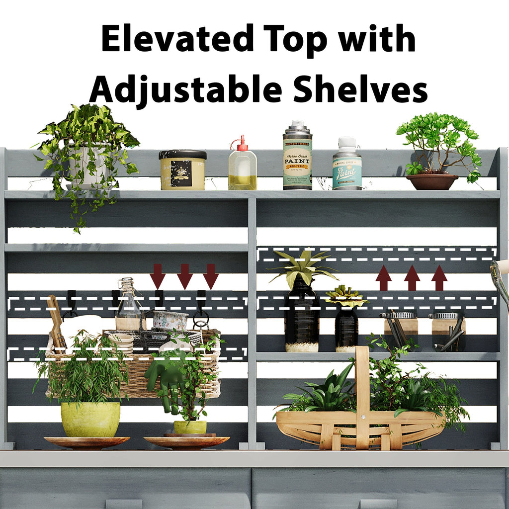 [variant:N853P386121G] Rolling Outdoor Potting Bench with Stainless Steel Top image 21