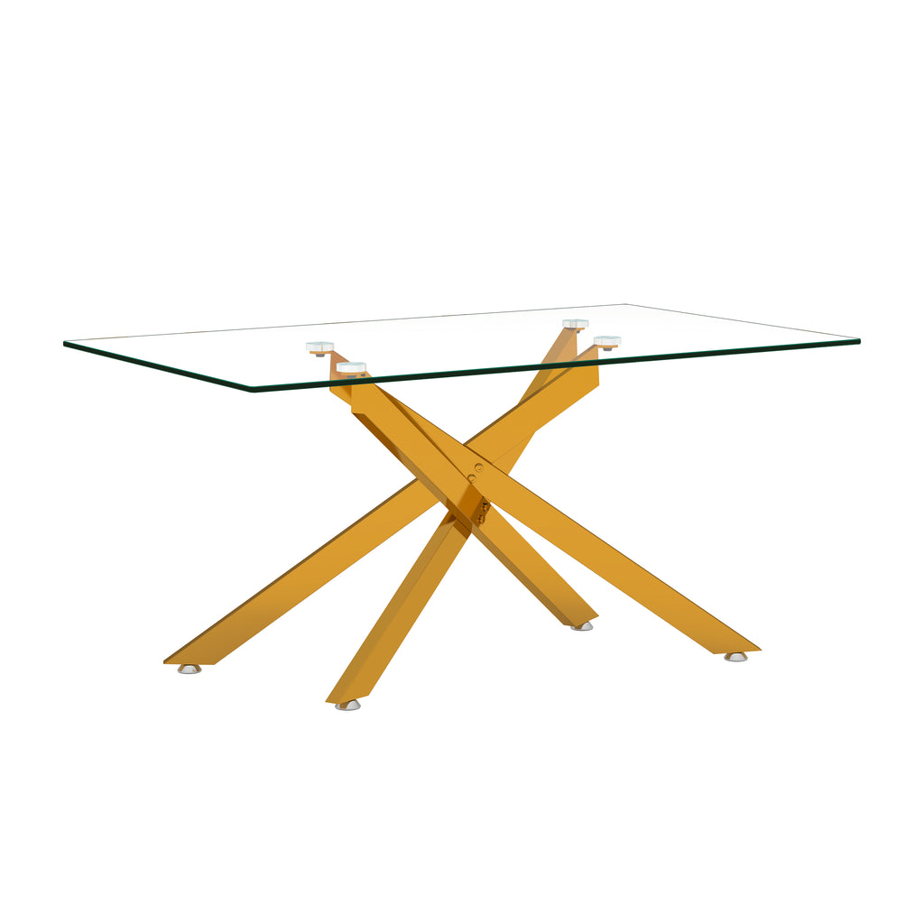 [variant:W3856P411924] 39-Inch Rectangular Glass Coffee Table with Gold Legs image 9