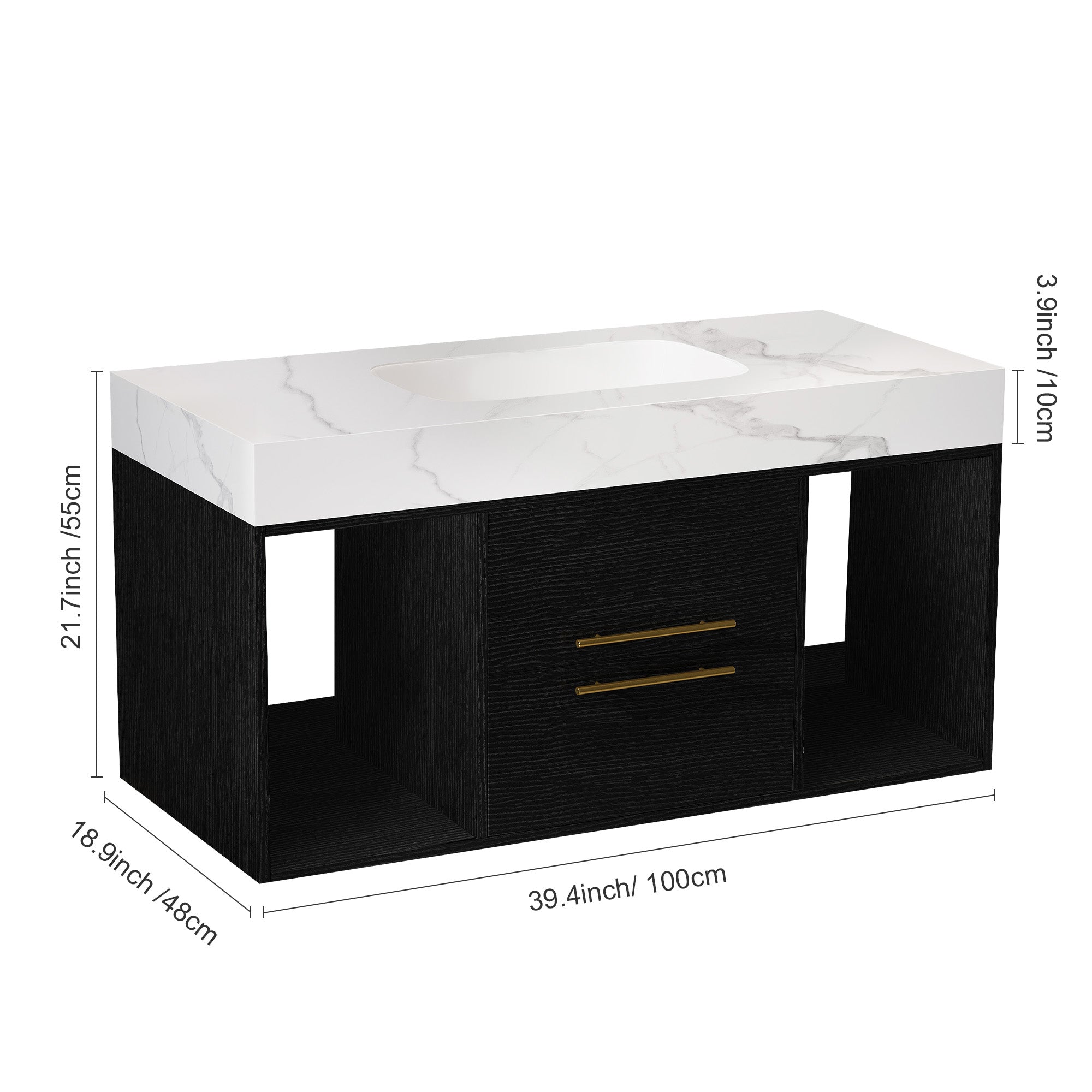 [variant:W5307S00005] Floating Bathroom Vanity with Ceramic Sink – 39.4-Inch image 13